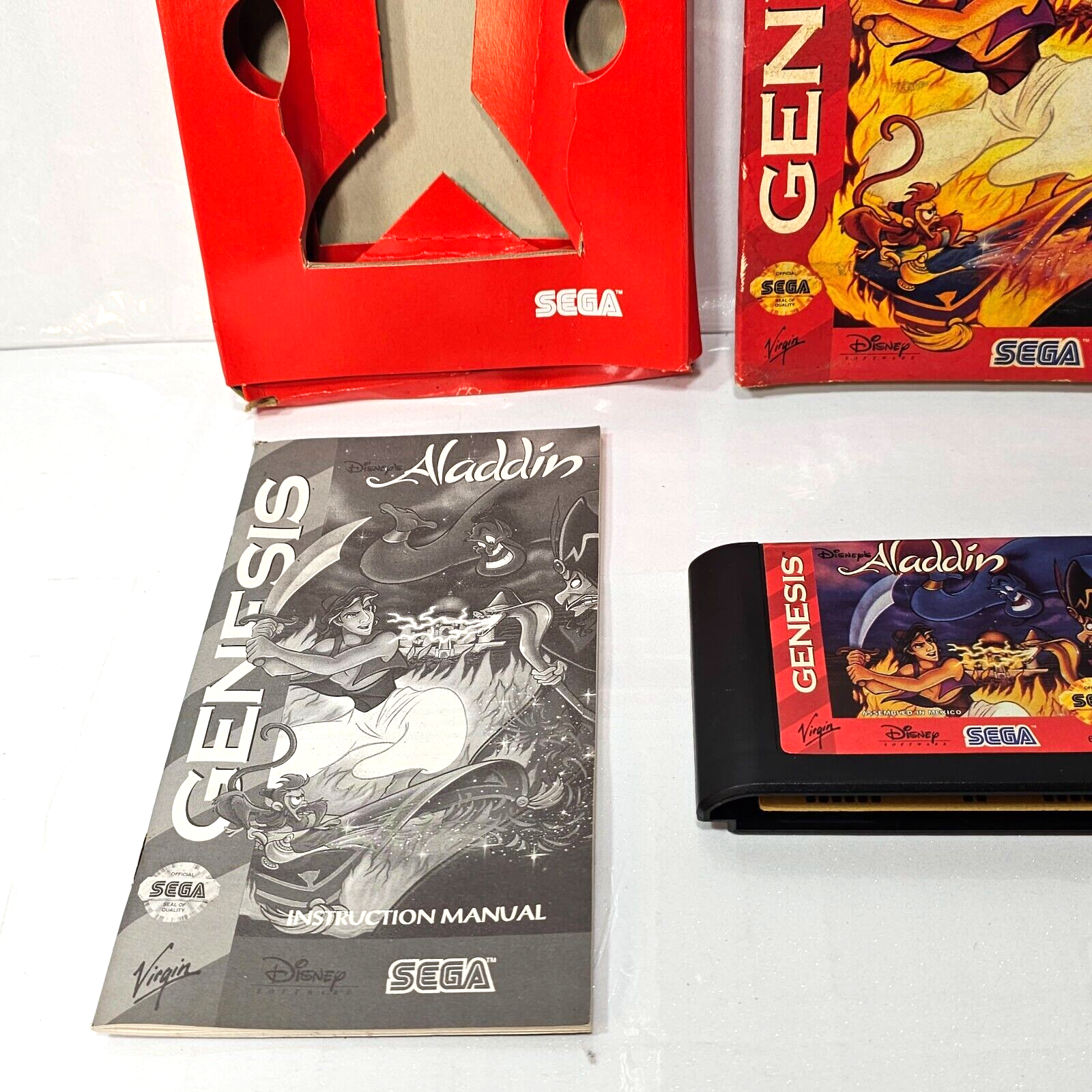 Disney's Aladdin (Sega Genesis, 1993) Game Box Manual Registration- Tested