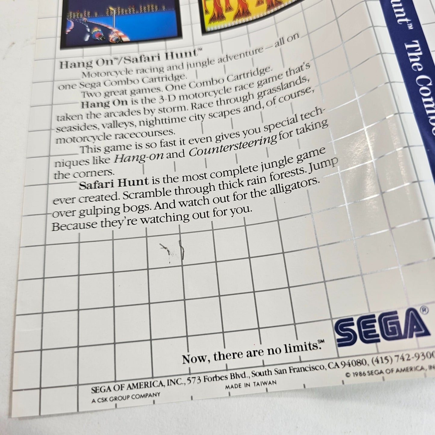Hang On & Safari Hunt: The Combo Cartridge (Sega Master System, 1986) - Tested