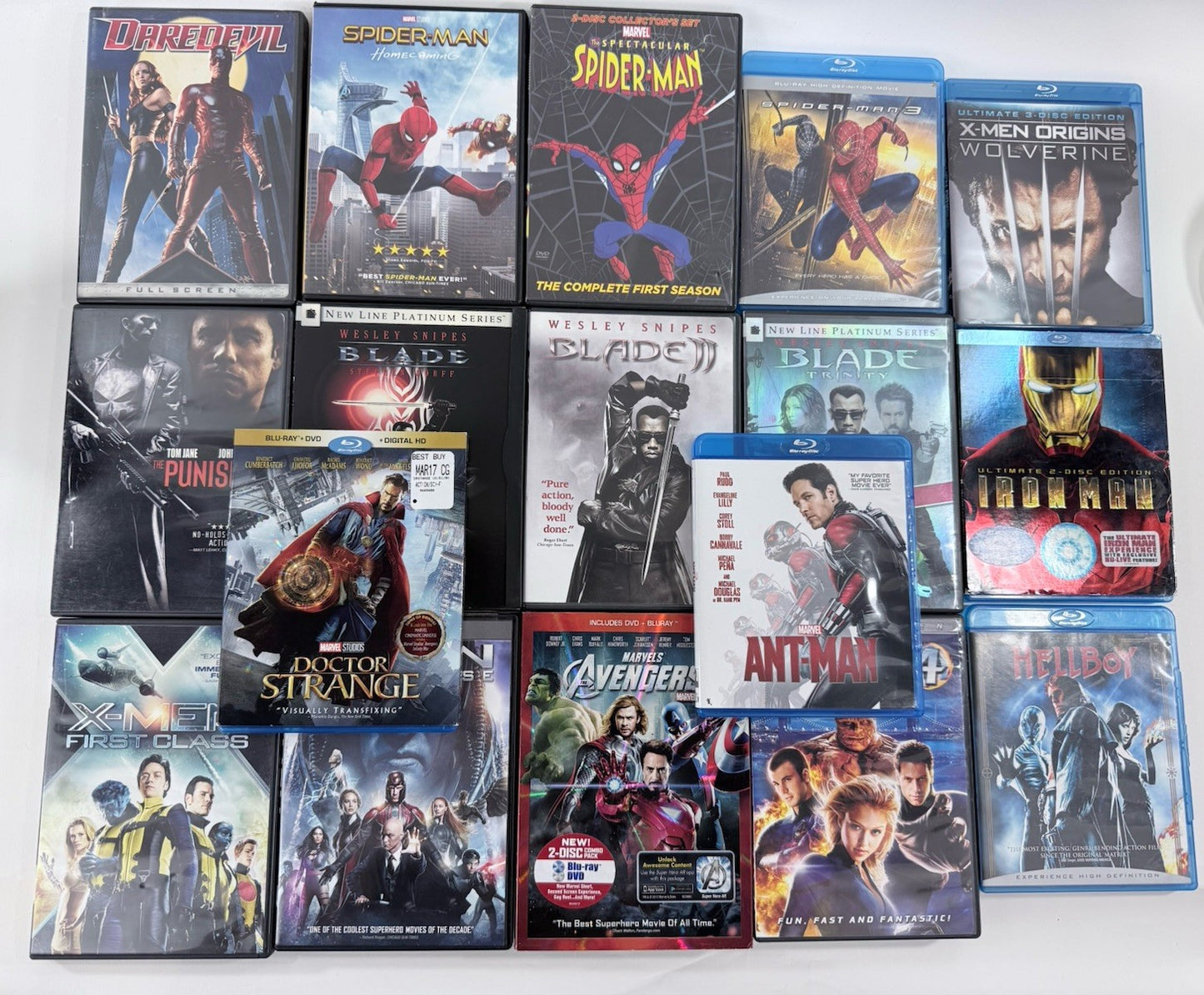 Marvel MCU 16 Film Collection (Blu-ray/DVD) Blade Trilogy, X-Men, and More