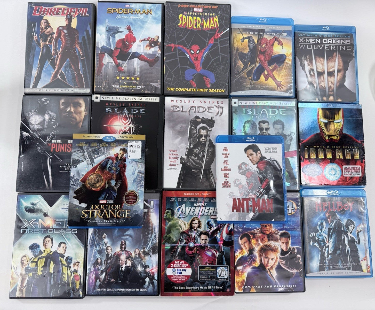 Marvel MCU 16 Film Collection (Blu-ray/DVD) Blade Trilogy, X-Men, and More