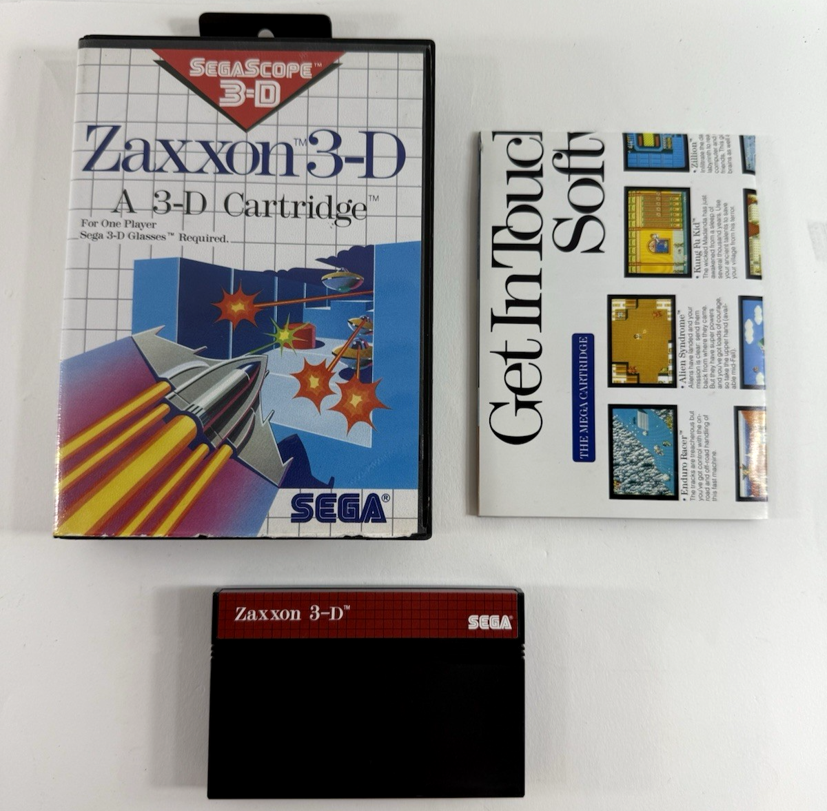 Zaxxon 3-D (Sega Master System, 1988) Game, Case, and Poster - Tested
