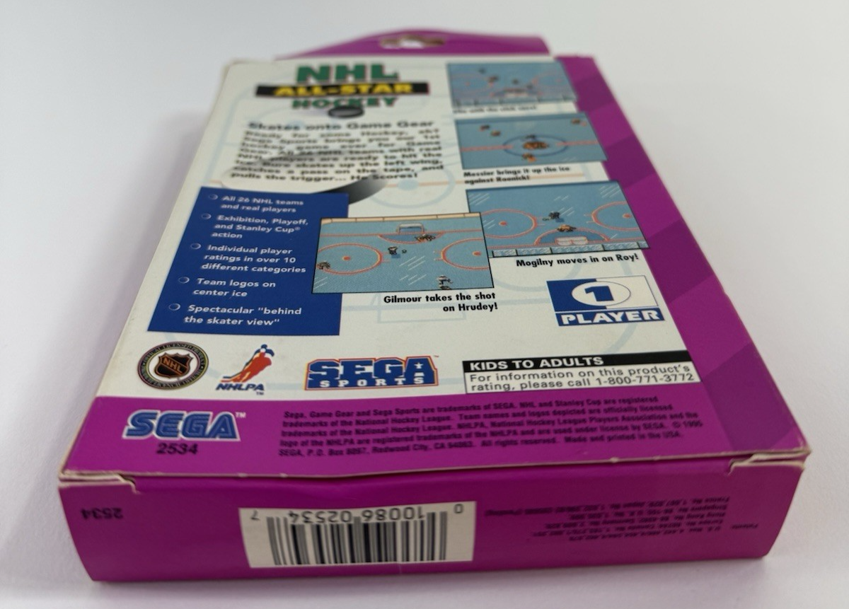 NHL All-Star Hockey (Game Gear, 1995) Box, Manual, Registration, Insert Only