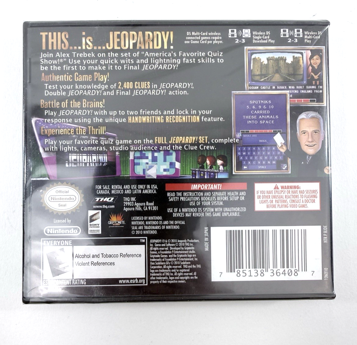 Jeopardy (Nintendo DS, 2010) New, Factory Sealed Alex Trebek Quiz Game