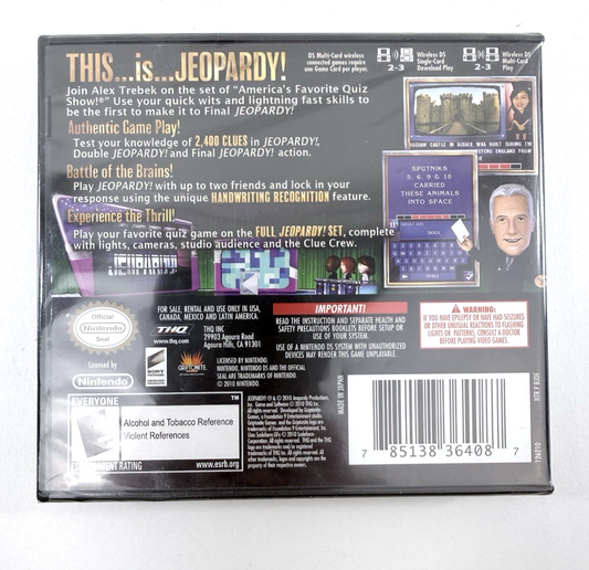 Jeopardy (Nintendo DS, 2010) New, Factory Sealed Alex Trebek Quiz Game