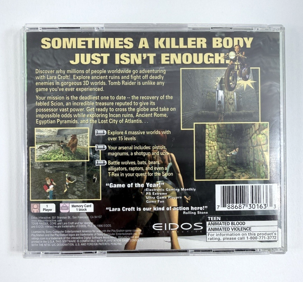 Tomb Raider (Sony PlayStation, 1996) - Game Case Manual Registration - Tested