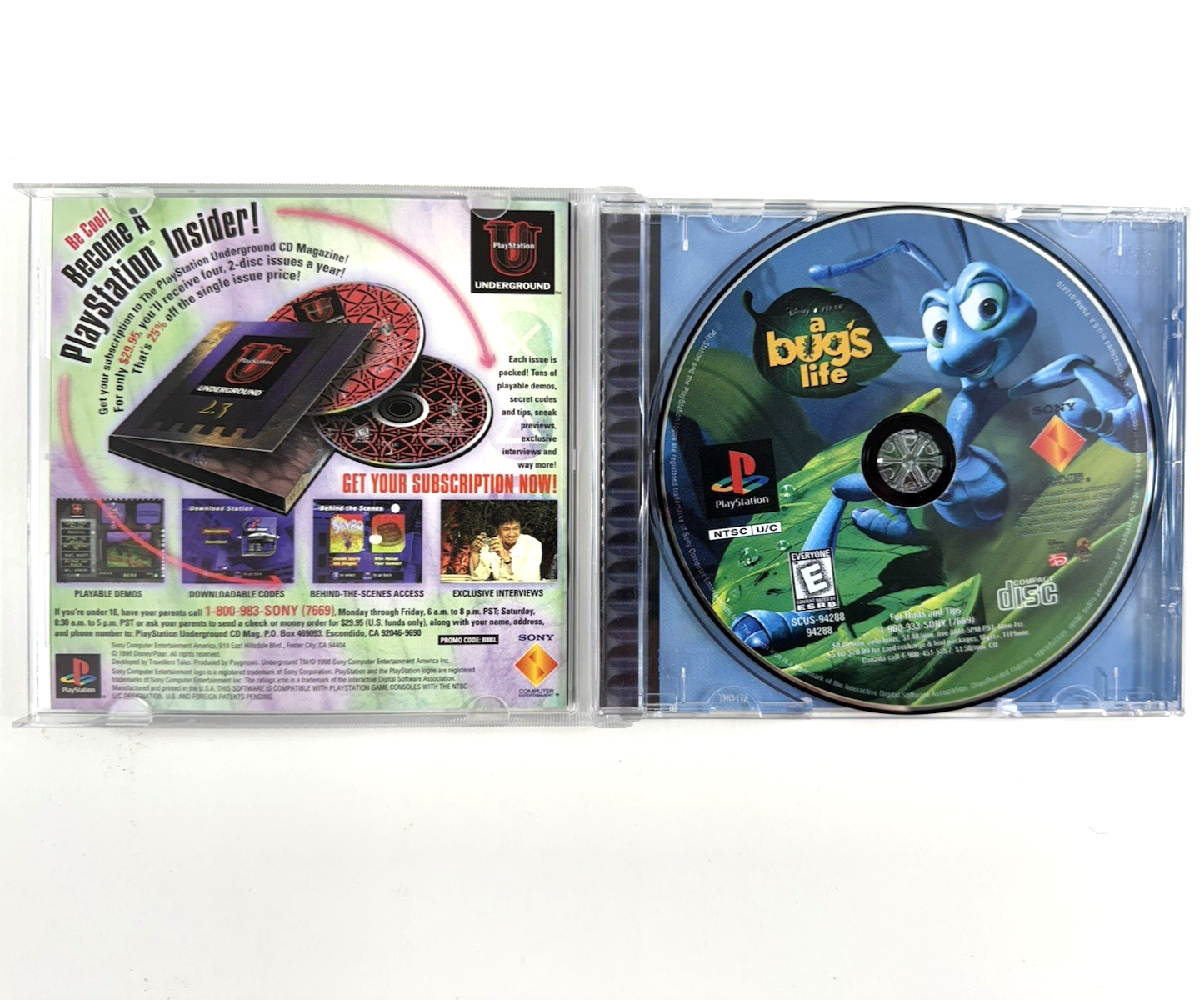 A Bug's Life (Sony PlayStation, 1998) Game Case Manual - Tested