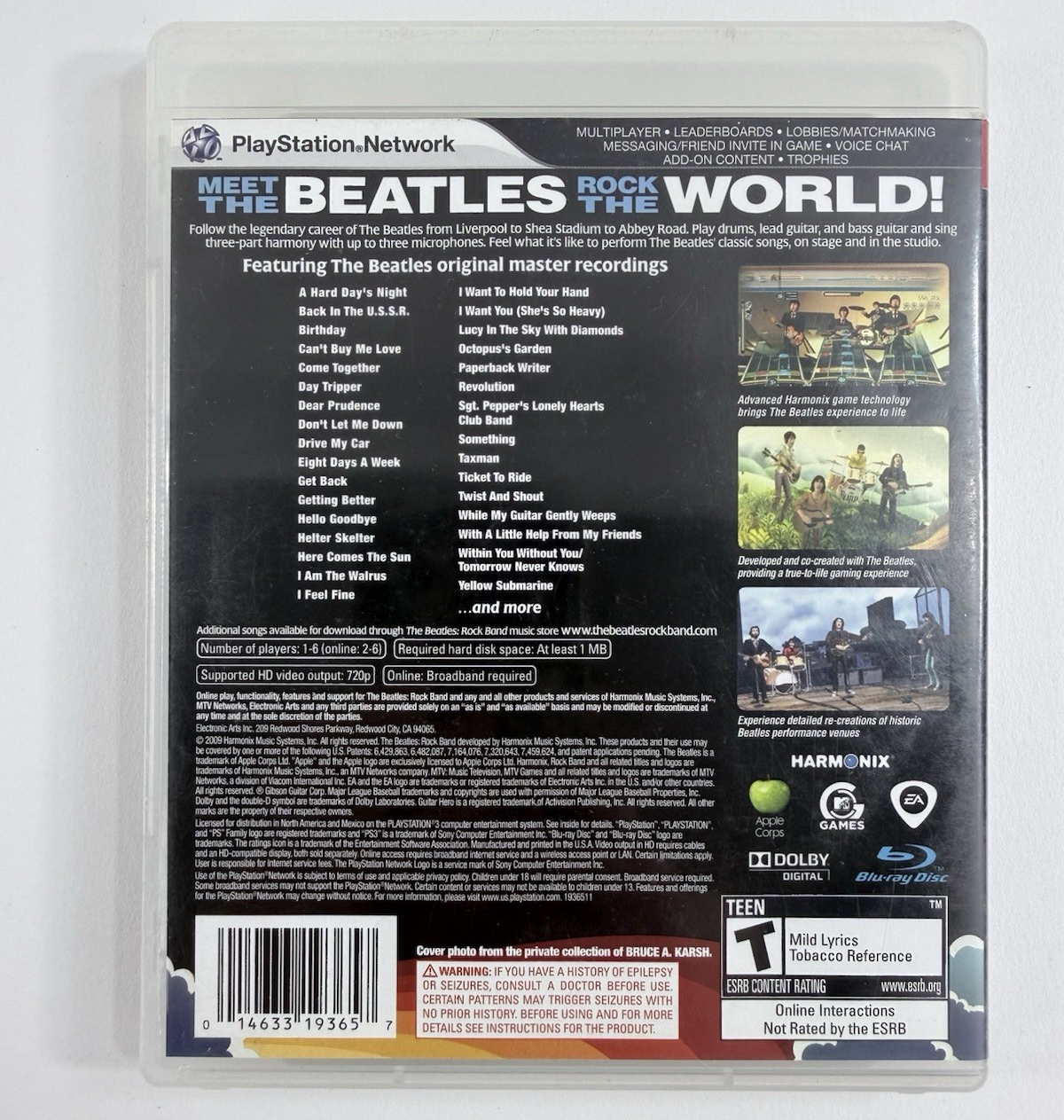 The Beatles: Rock Band (Sony PlayStation 3, 2009) Game, Case, Manual - Tested
