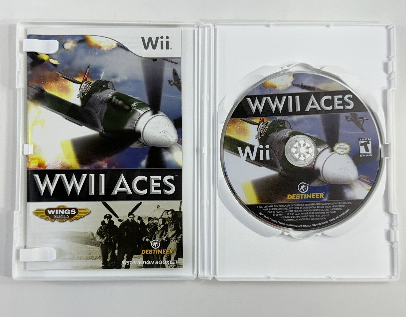 WWII Aces (Nintendo Wii, 2008) Game Case Manual - Tested and Working