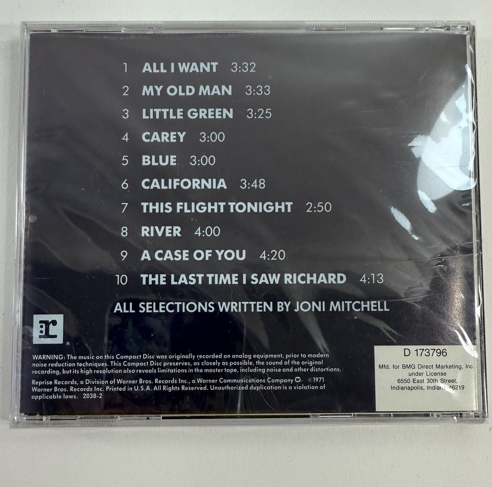 Blue by Joni Mitchell (CD, 2008) BMG Direct Edition - New, Factory Sealed