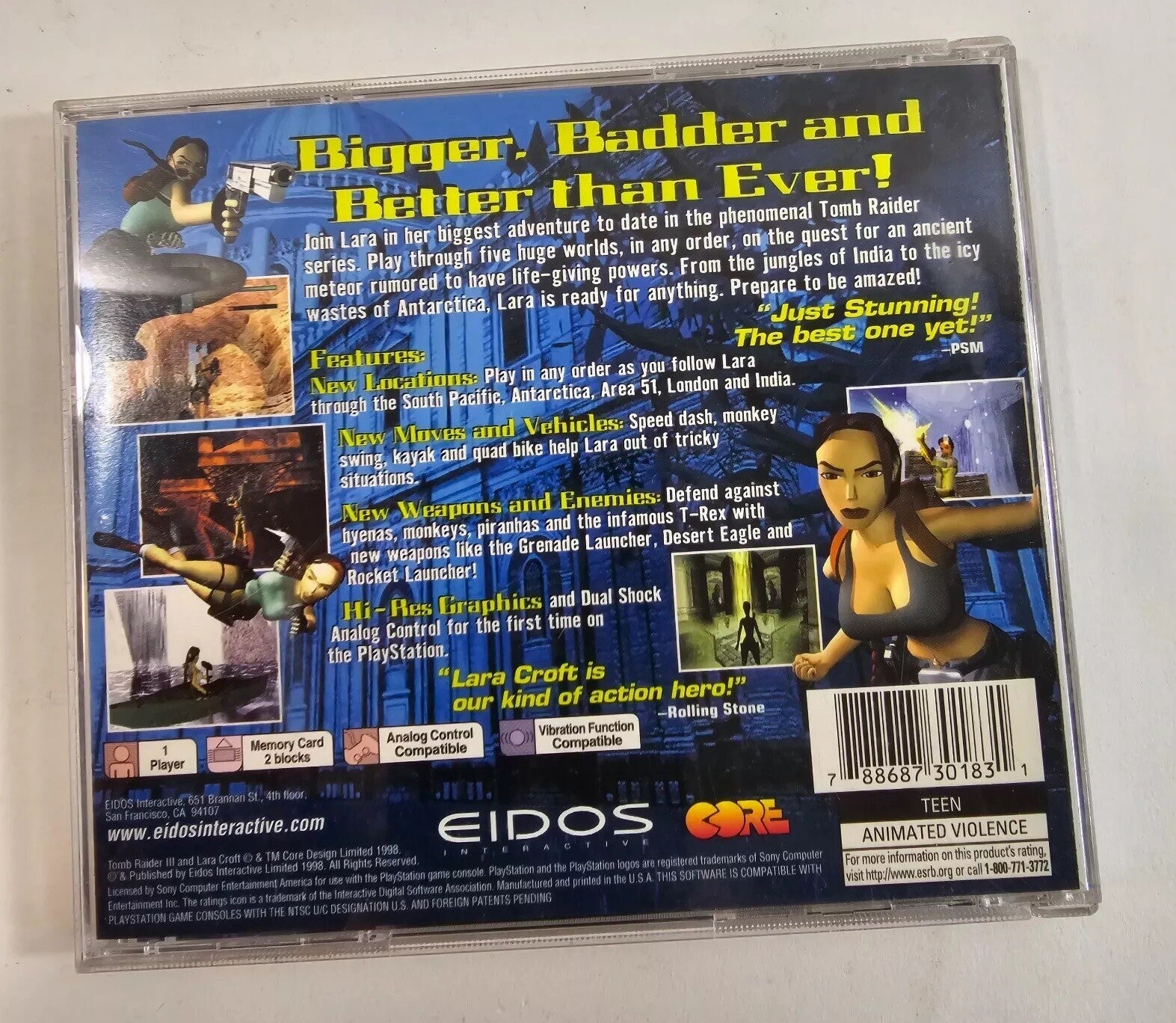 Tomb Raider III: Adventures of Lara Croft (Sony PlayStation 1, 1998) Complete