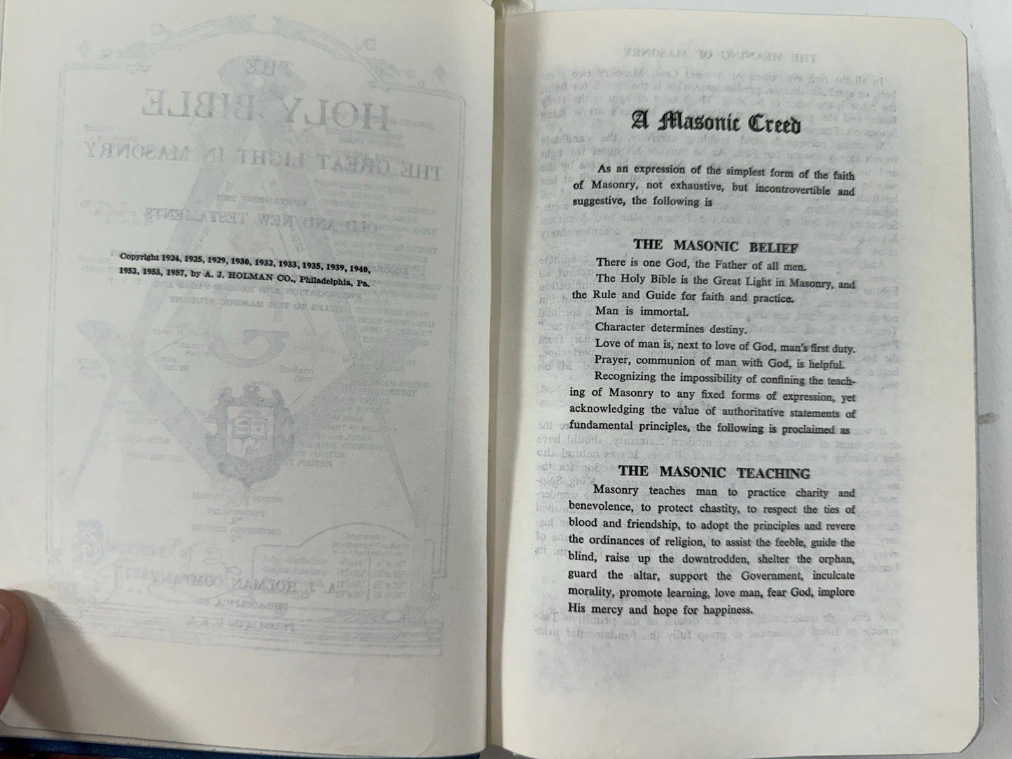 1957 Temple Illustrated Edition Holy Bible Rocky Mountain Lodge 63 A.F. & A.M.