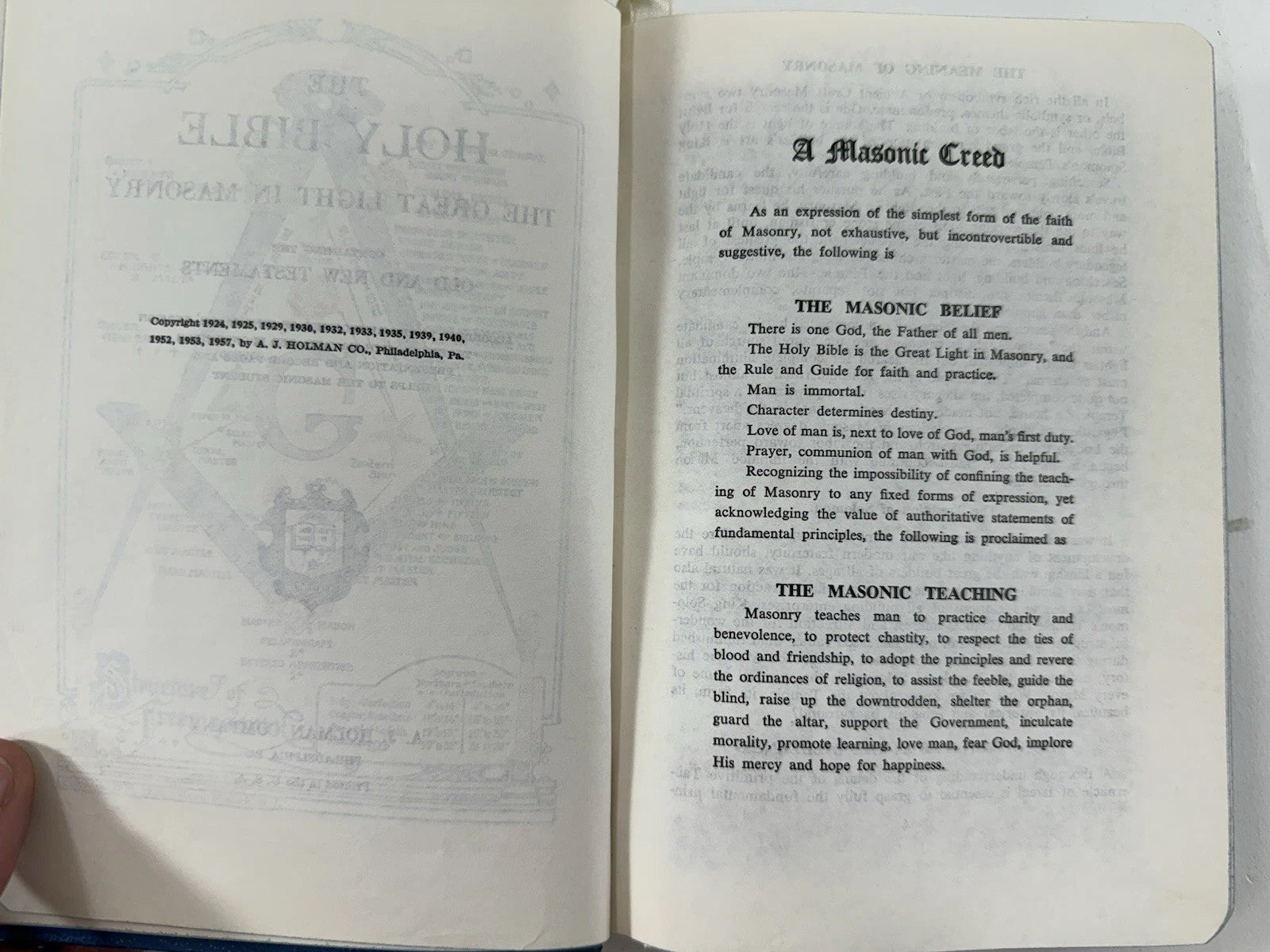 1957 Temple Illustrated Edition Holy Bible Rocky Mountain Lodge 63 A.F. & A.M.