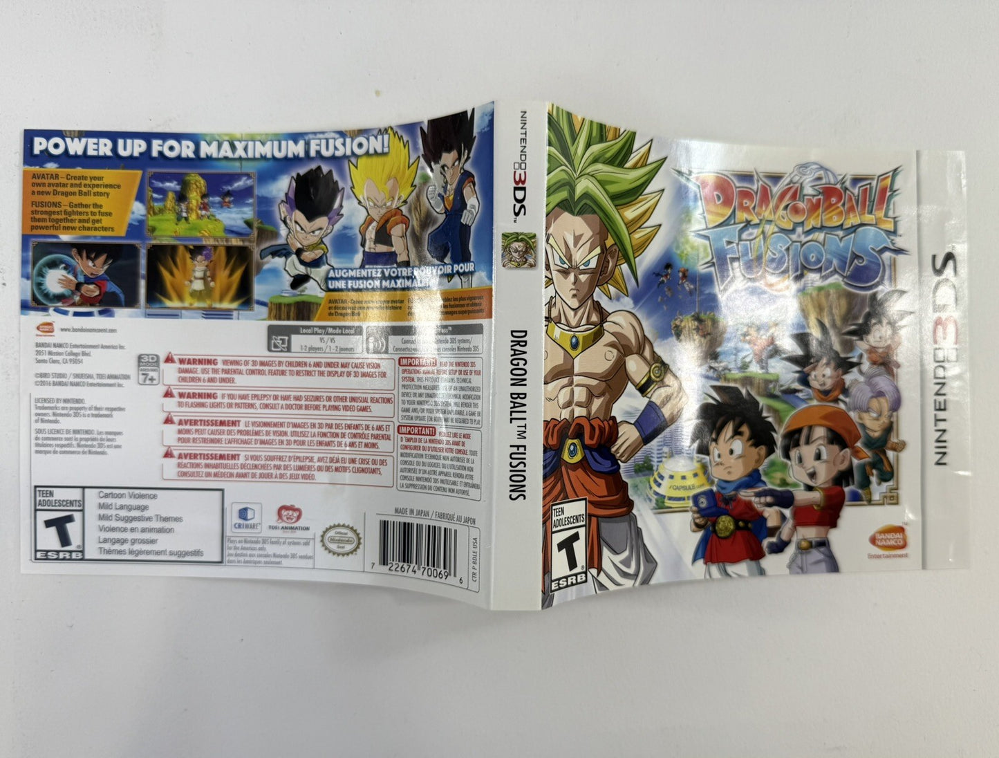 Dragon Ball Fusions (Nintendo 3DS) Original Case Inserts & Manual - No Game