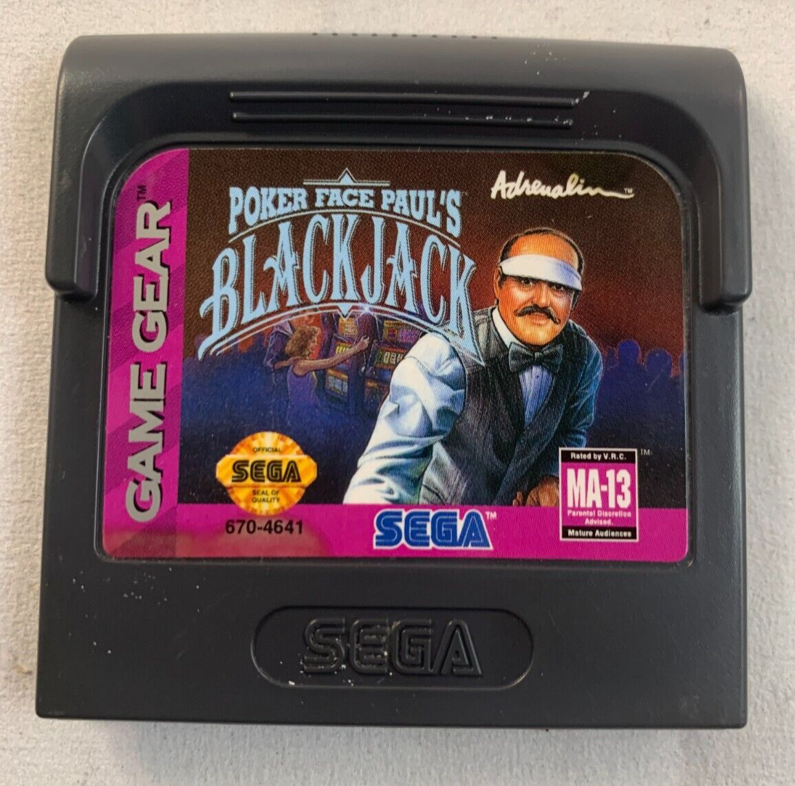 Poker Face Paul's Blackjack (Sega Game Gear, 1992) Game Cartridge