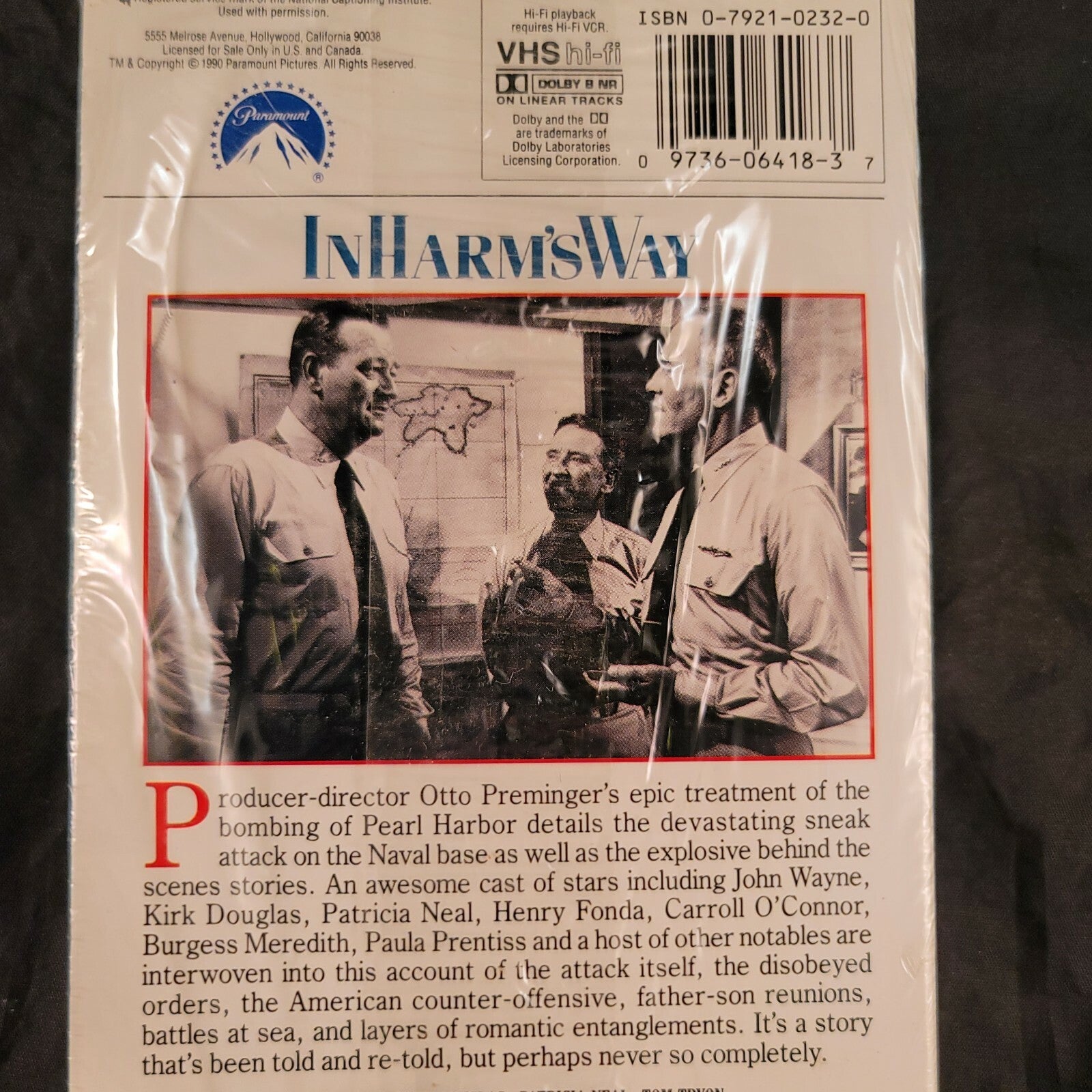 In Harms Way (VHS, 1990) 2 Tape Set - John Wayne - New, Factory Sealed