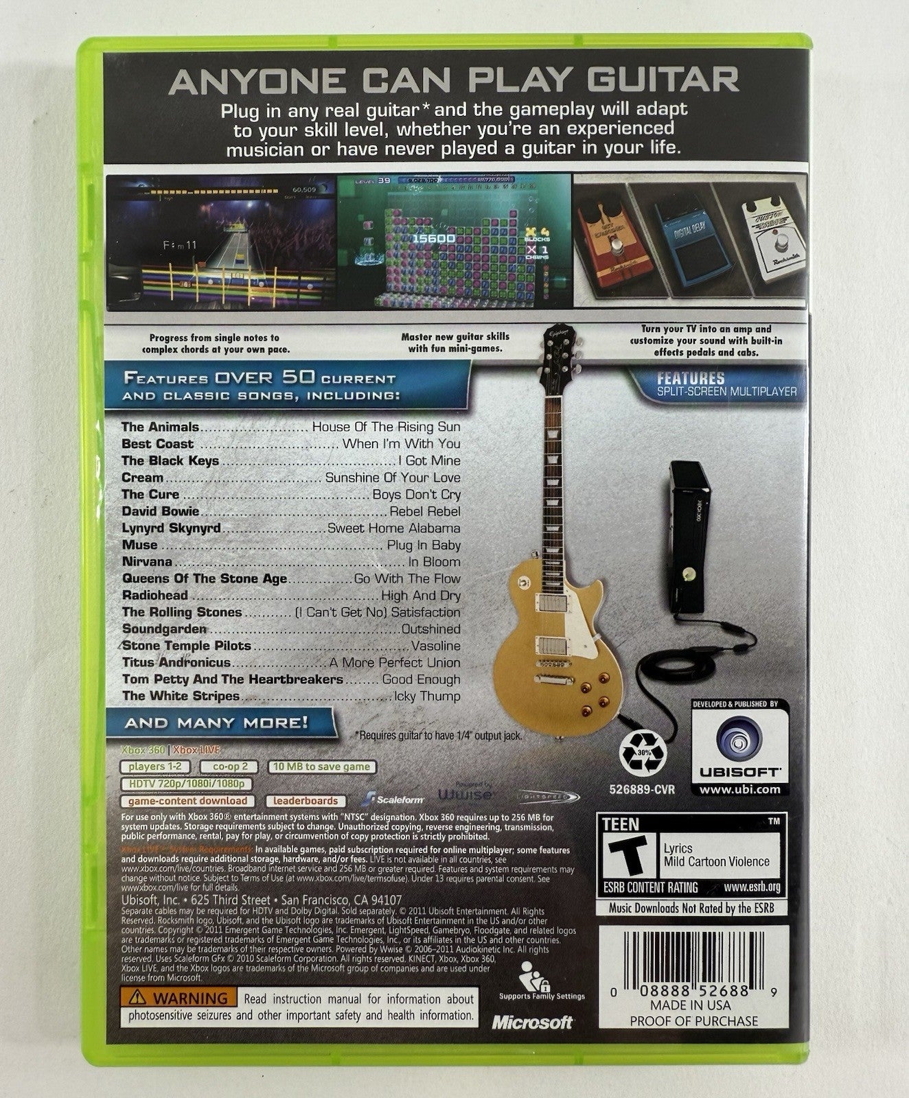 Rocksmith (Microsoft Xbox 360, 2011) Game Case Manual Insert - Tested