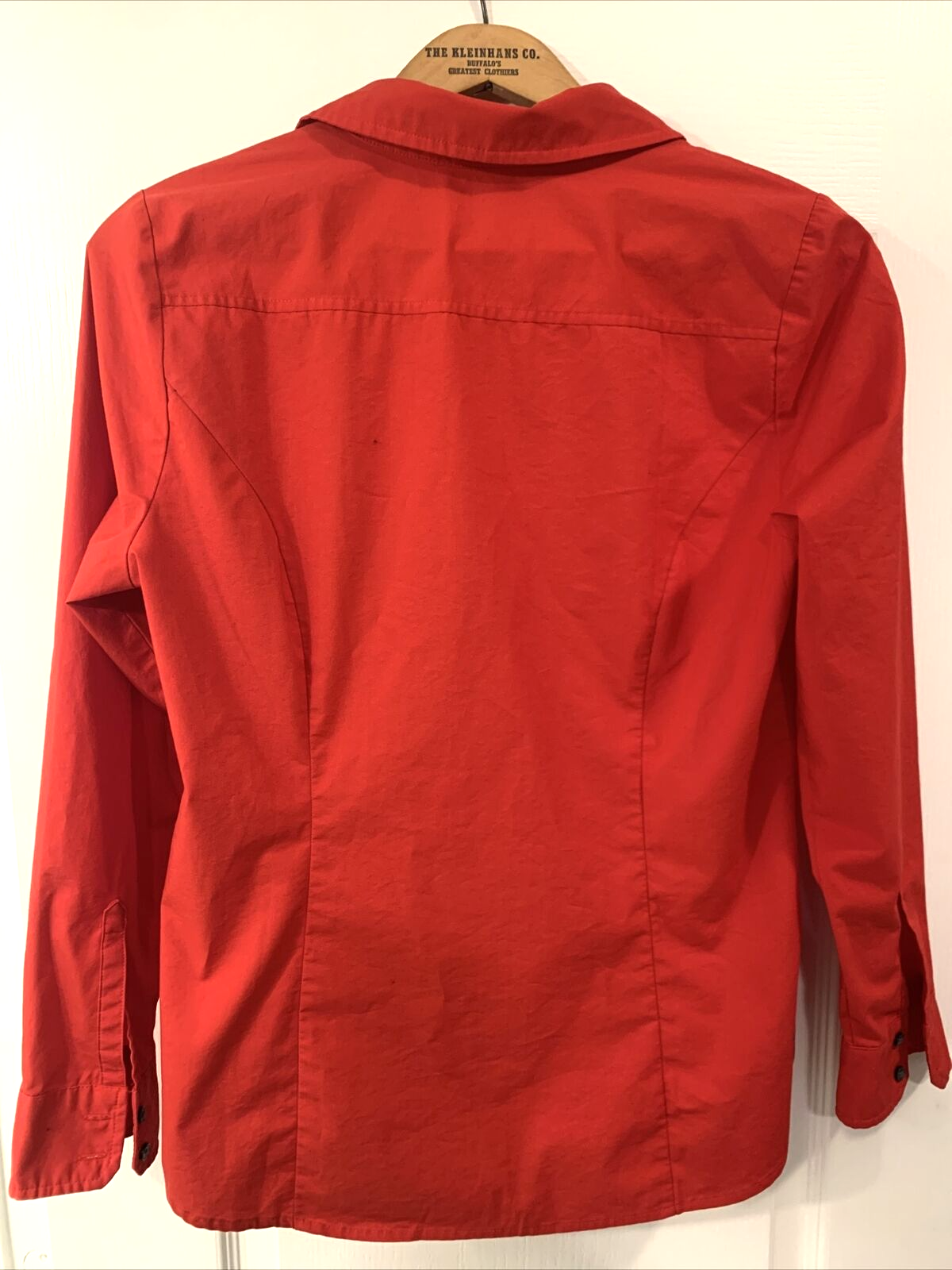 Express Women's Button Up Long-Sleeve Essential Large Red Business Casual Top
