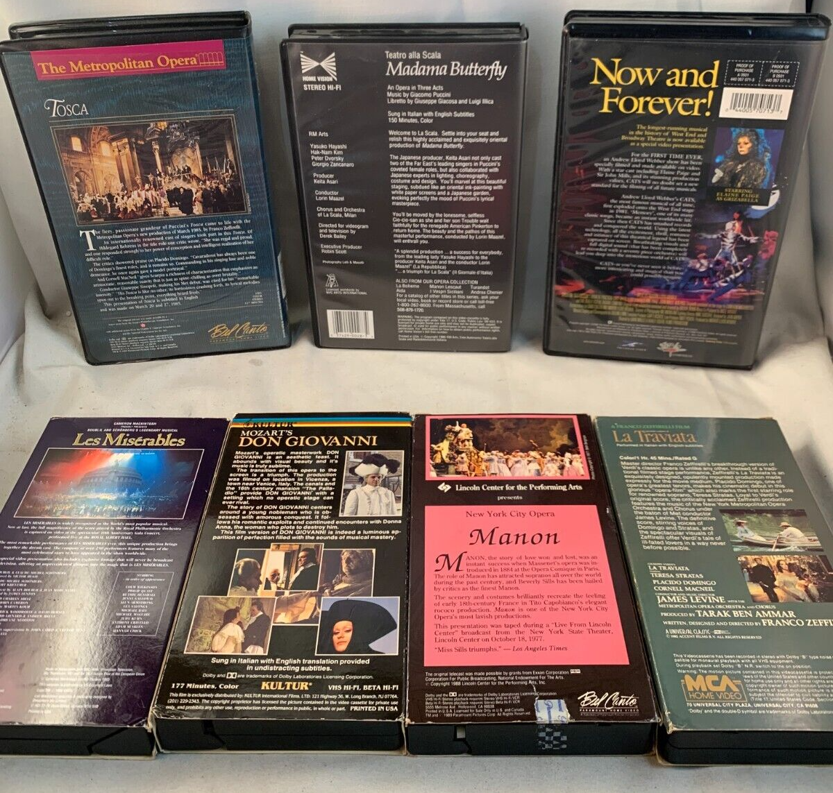 Cats (VHS Musicals bundle) Madama Butterfly, Don Giovanni, Tosca, Manon, +2