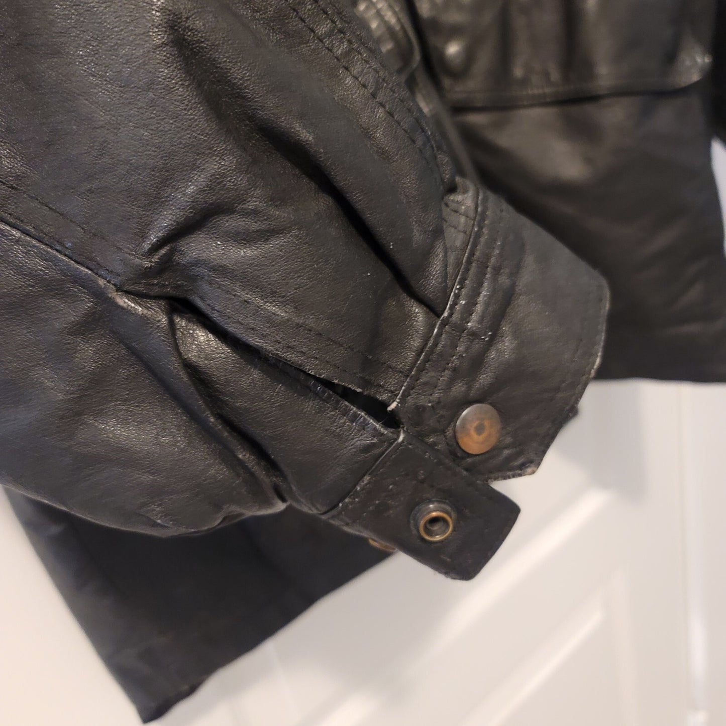 John Ashford Black Leather Men's Coat Size XL  RN18711