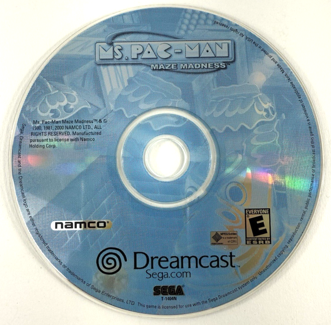Ms. Pac-Man: Maze Madness (Sega Dreamcast, 2000) Game Disc - Tested and Working