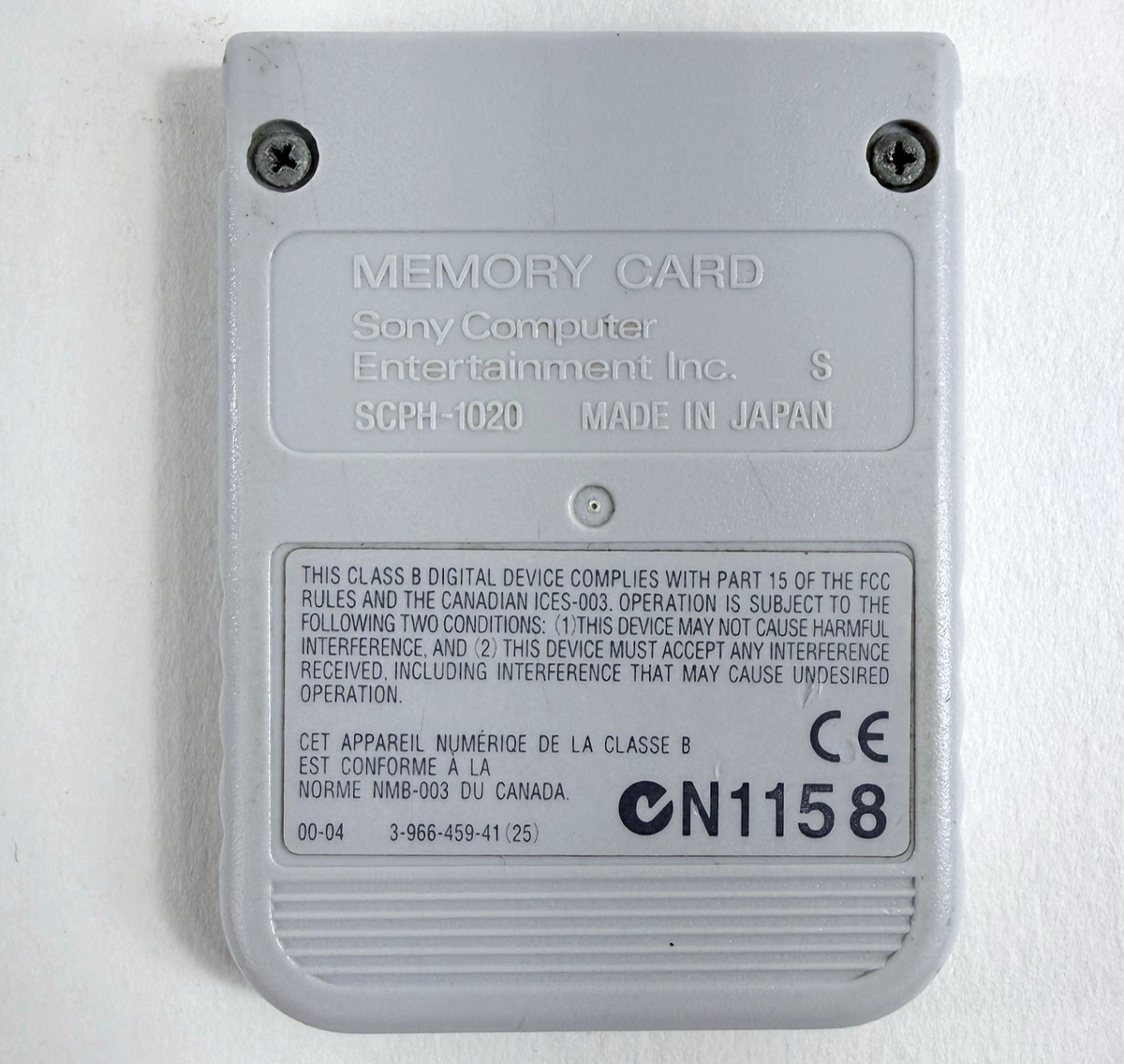 Sony PlayStation SCPH-1020 Original Light Grey Memory Card - Tested and Working