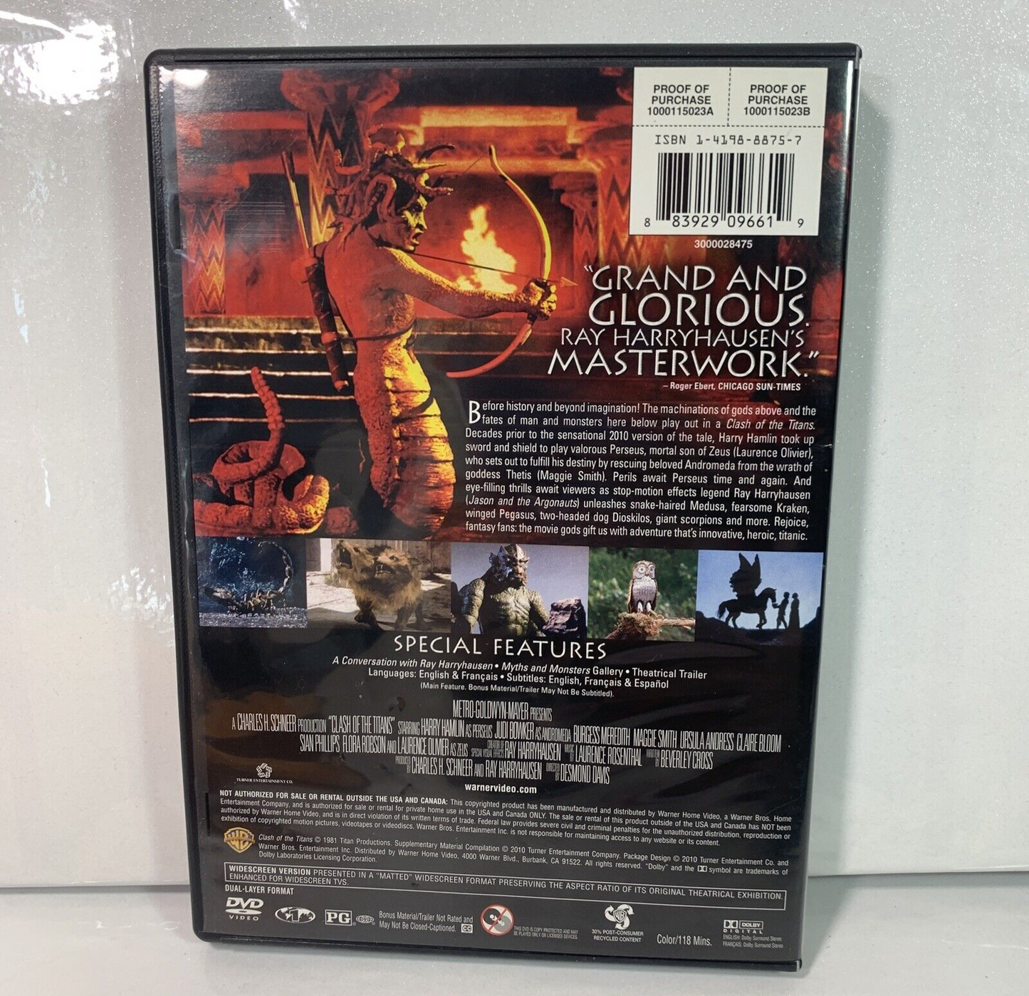 Clash of the Titans (DVD, 1981) w/Clash of the Titans 2010 & Wrath of the Titans