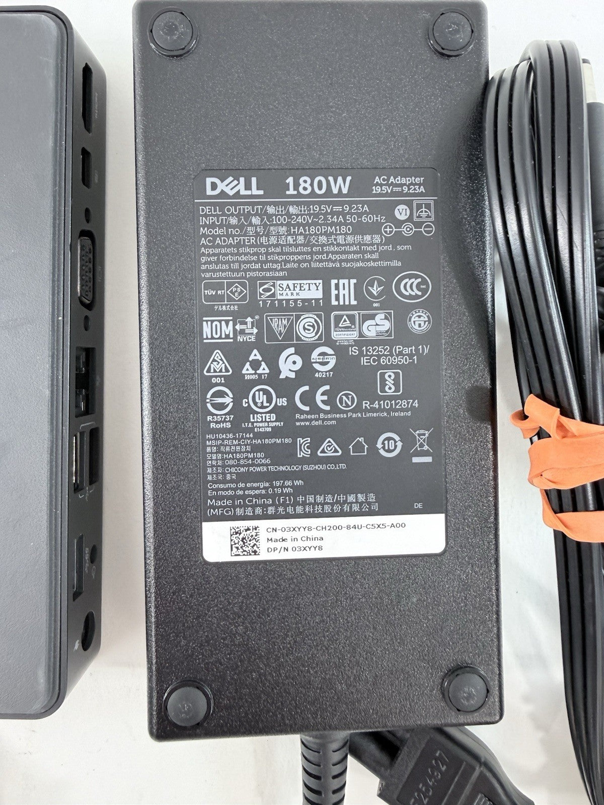 Dell WD15 4K USB-C Docking Station K17A K17A001 5FDDV with Charger - Tested
