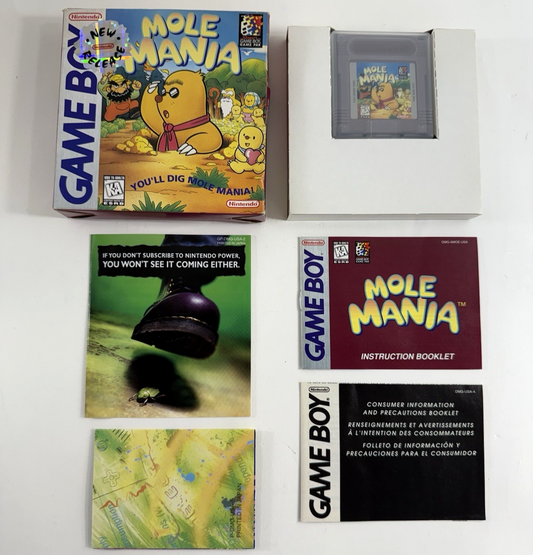 Mole Mania (Nintendo Gameboy, 1997) Game Case Manual Inserts - Tested