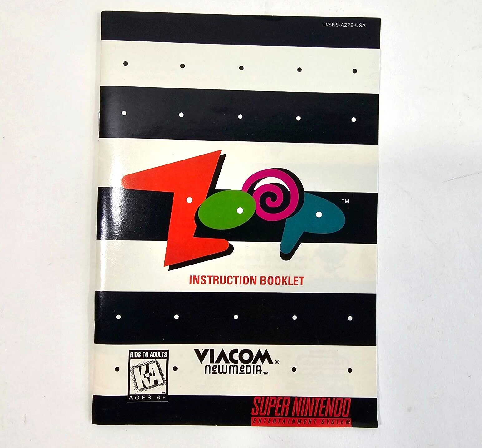 Zoop (Super Nintendo SNES, 1995) Game Box Manual Insert Registration - Tested