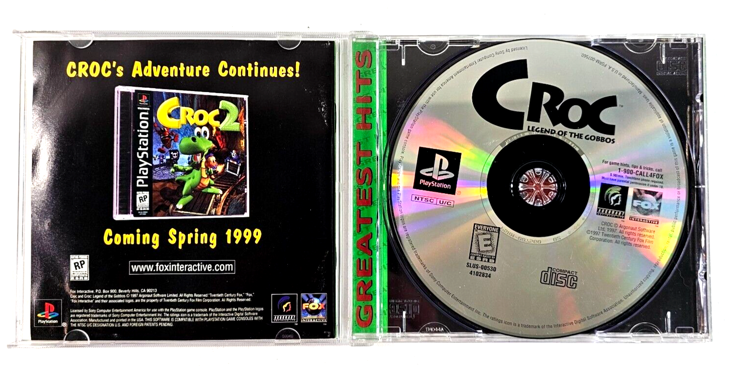 Croc: Legend of the Gobbos (PlayStation 1, 1998) Game Case Manual Registration