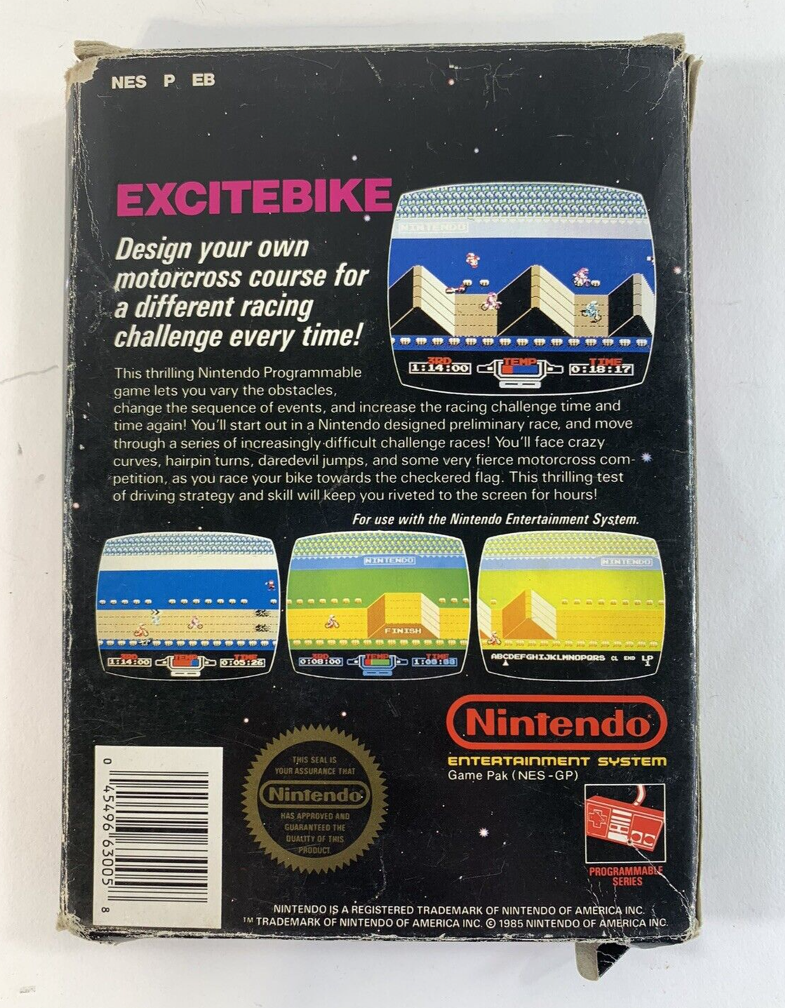 Excitebike (Nintendo Entertainment System, 1985) Game Box Poster Foam - Tested