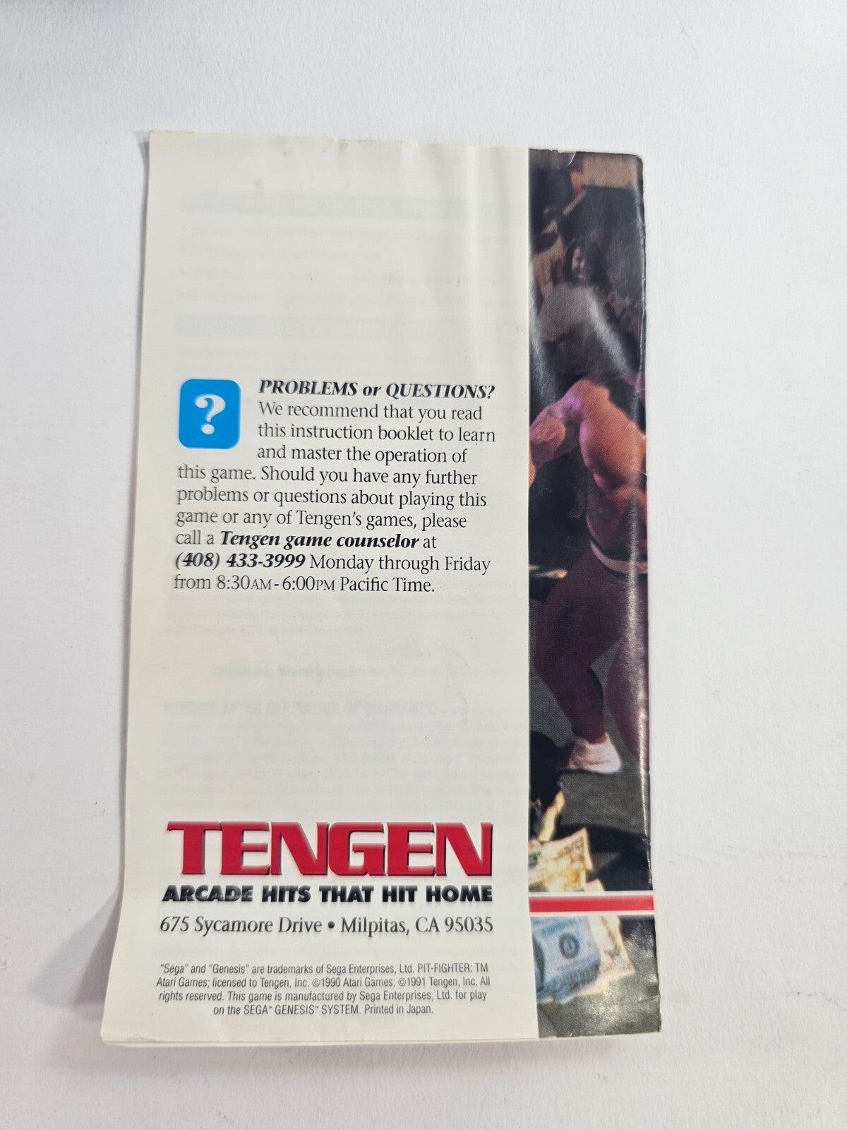 Pit-Fighter (Sega Genesis, 1991) Game Case Manual - Tested and Working