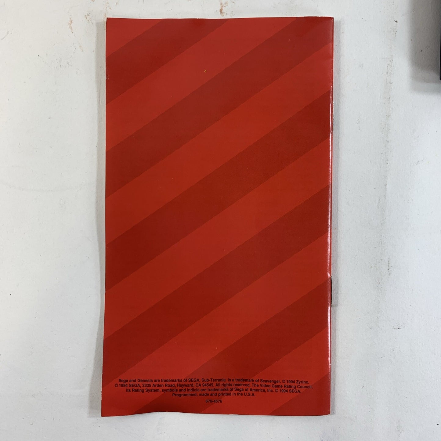 Sub Terrania (Sega Genesis, 1994) Game Case Manual Registration