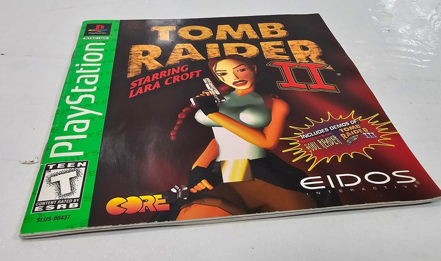 Tomb Raider 2 Greatest Hits (PlayStation 1, 1997) Game Case Manual Registration