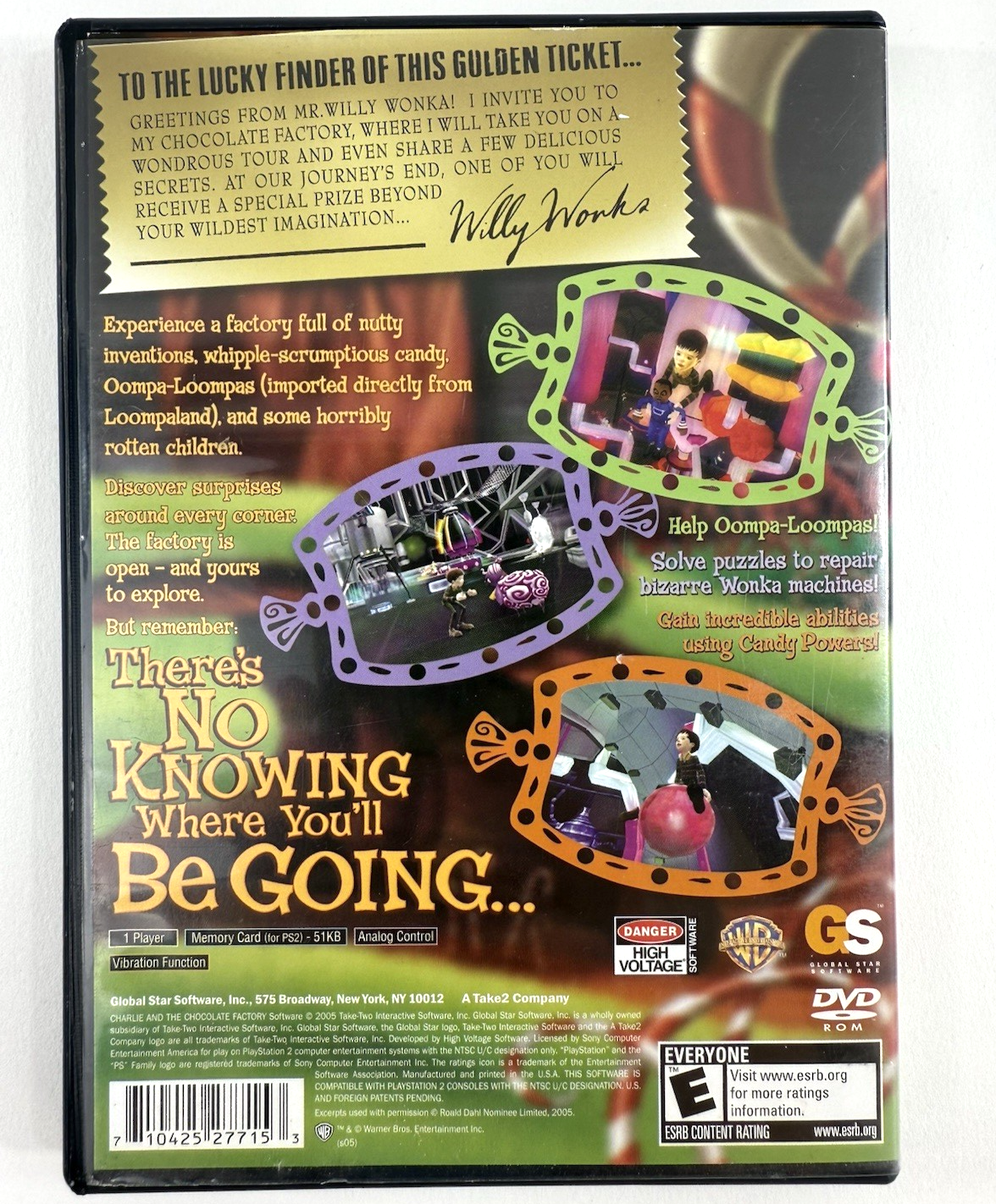 Charlie and the Chocolate Factory (PlayStation 2, 2005) Game, Case, & Manual