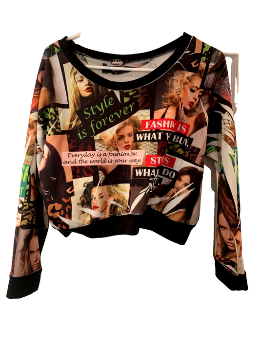 Cleo | Women's Large | Fashion Magazine Themed | BOHO | Mid Sleeve |Shirt Top