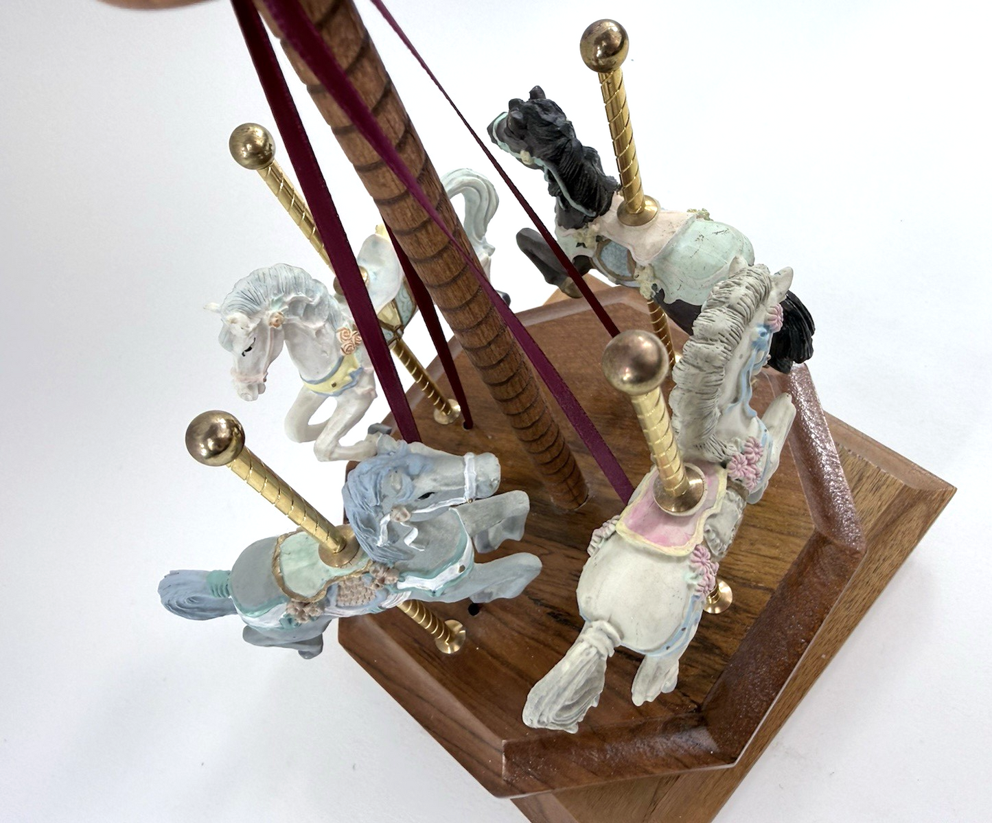 Generations Wooden Base Musical Four-Horse Carousel - Made In USA - Tested