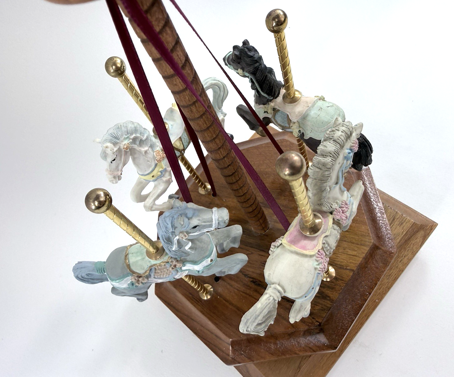 Generations Wooden Base Musical Four-Horse Carousel - Made In USA - Tested