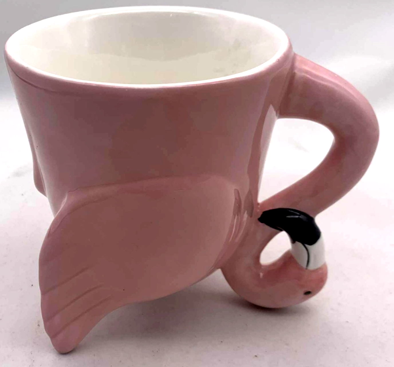 Handmade Pink Flamingo Ceramic Coffee Mug - Retro Mid-Century Style - Unmarked