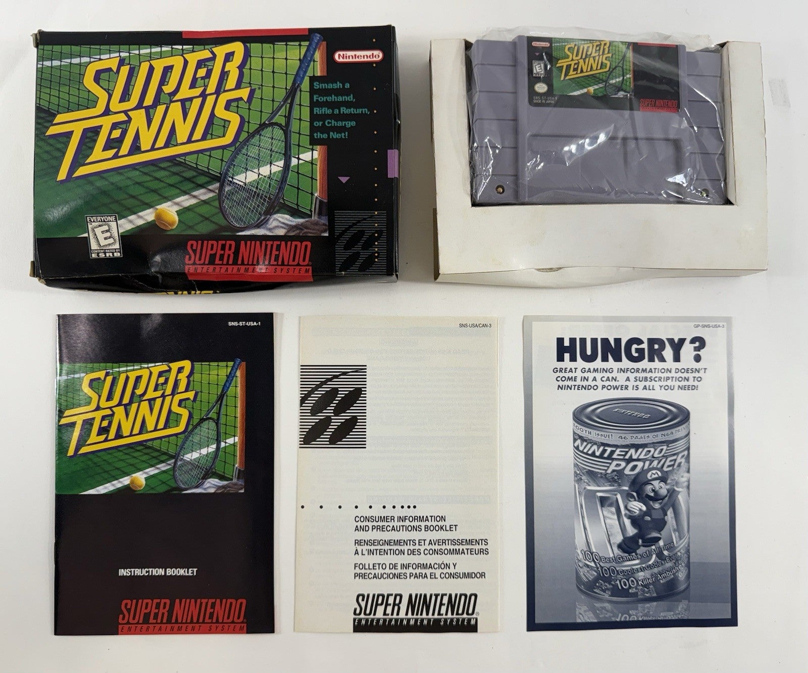 Super Tennis (Super Nintendo SNES, 1991) Game Box Manual Inserts - Tested