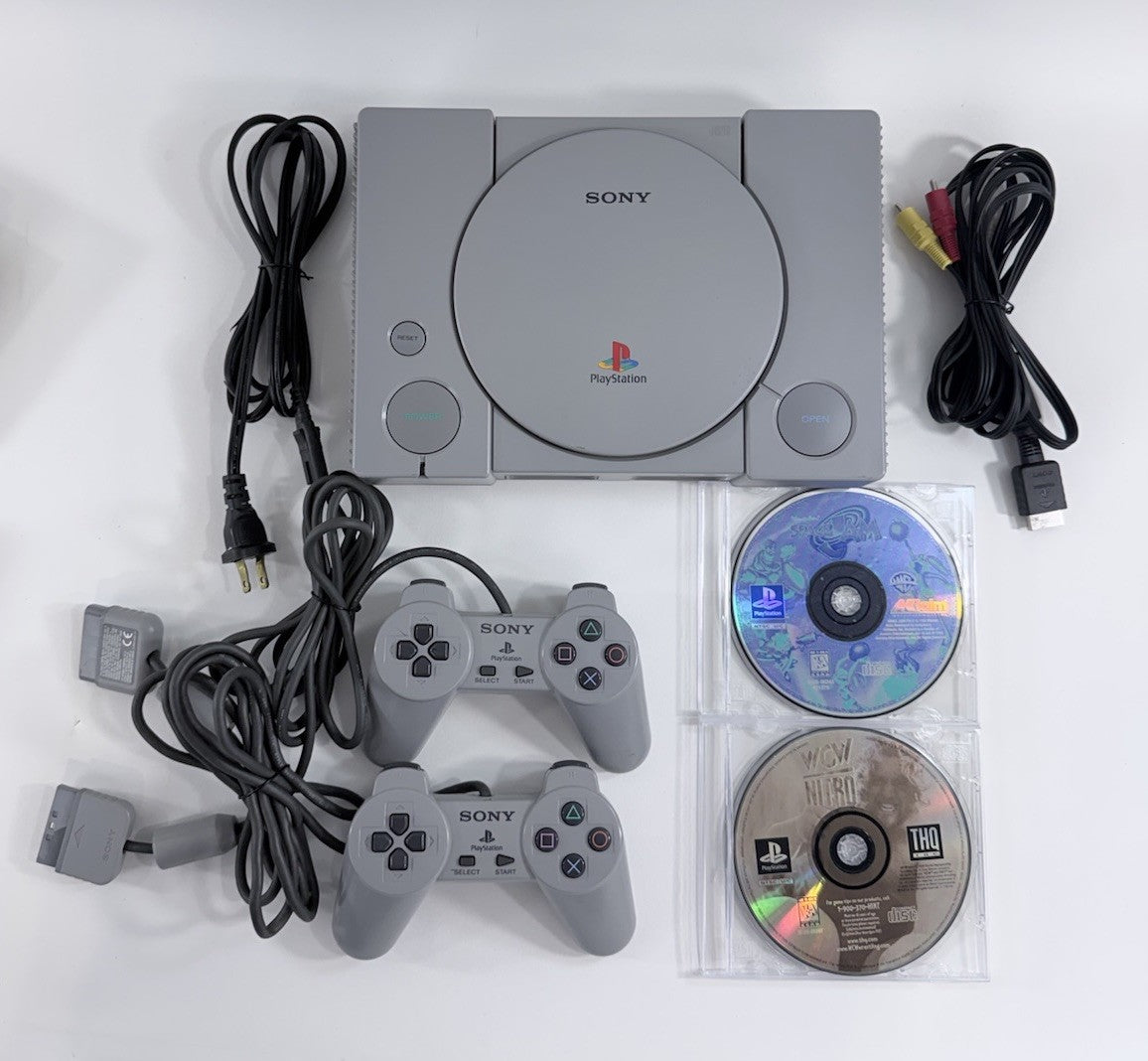Sony PlayStation SCPH-9001 Console with Controllers, AV, Power Cable - Tested