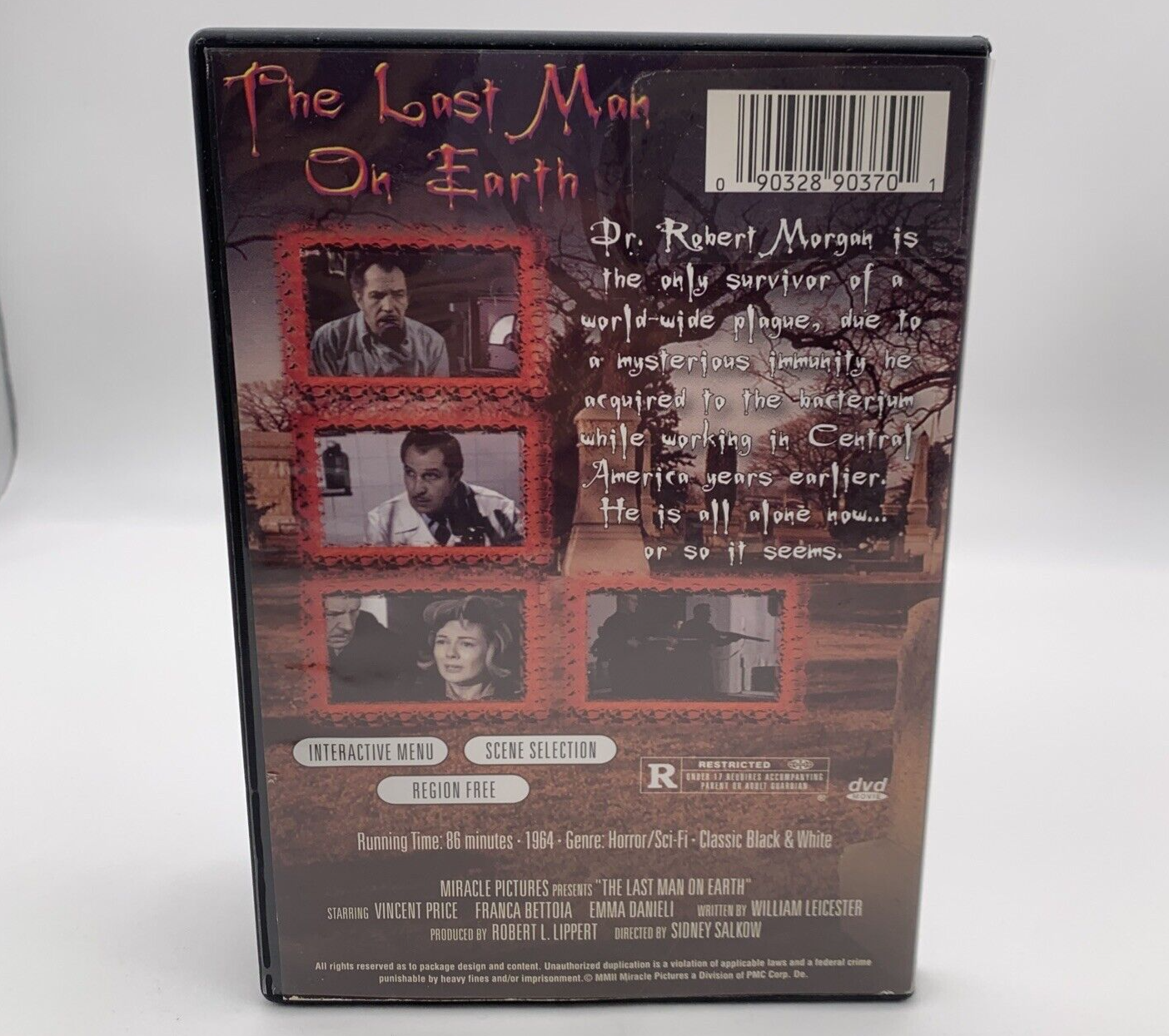 The Last Man on Earth (DVD, 2004, Region-Free) Vincent Price  - Tested & Working