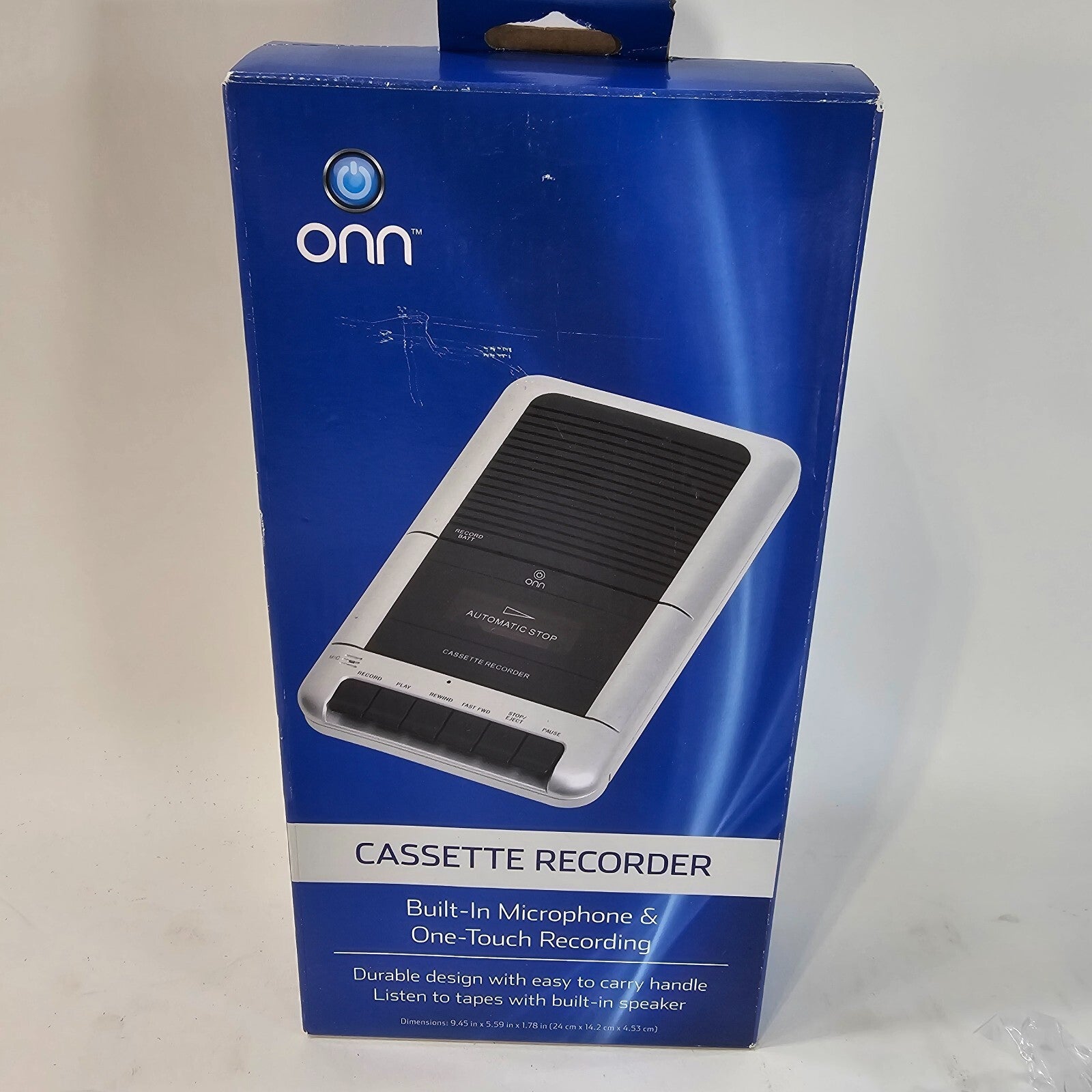 Onn ONA11AV108 Cassette Recorder with Microphone - New, Open Box
