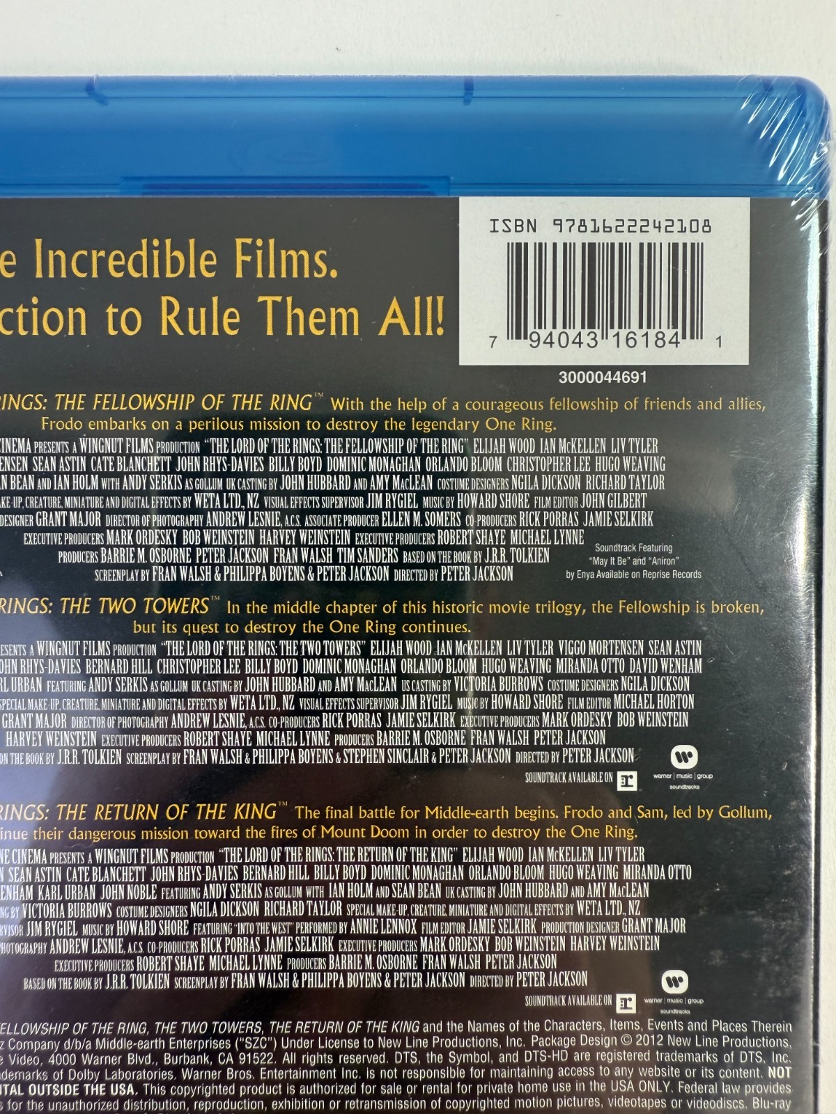 The Lord of the Rings: Theatrical 3-Film Collection (Blu-ray Disc, 2014) New