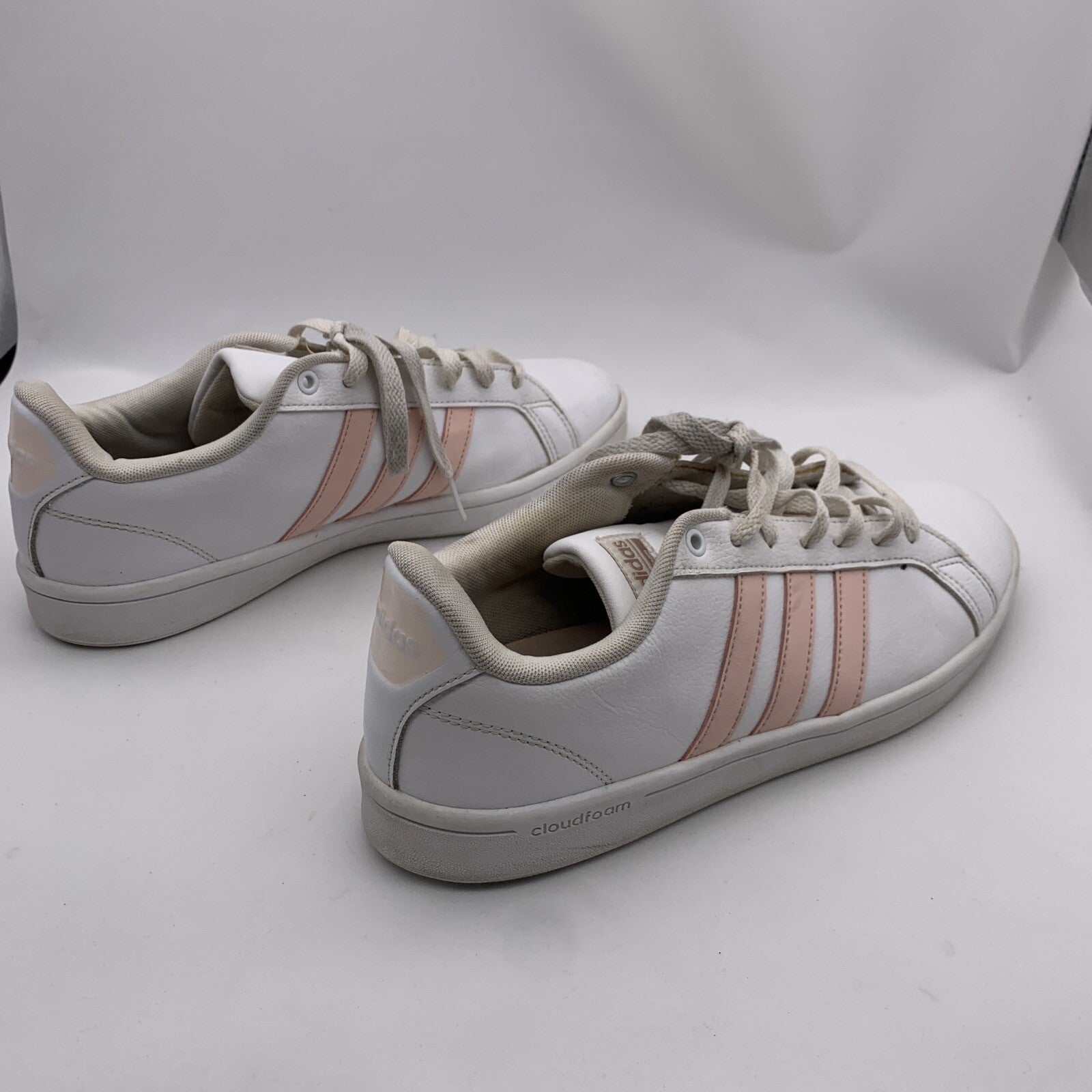 Adidas Womens Advantage Cloudfoam AQ0527 White Leather Sneaker Shoes Size 9