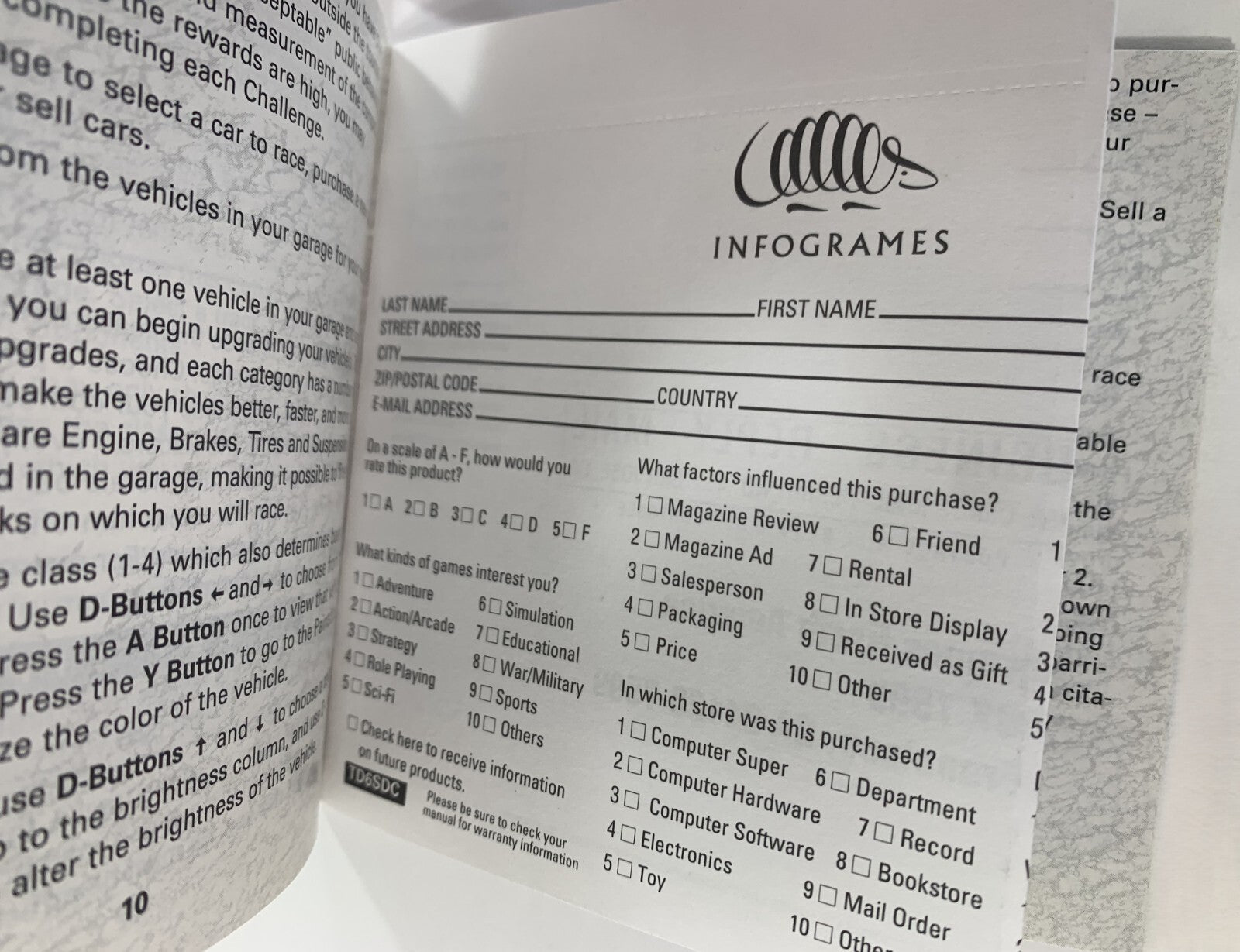 Test Drive 6 (Sega Dreamcast, 1999) Game Case Manual Registration - Tested