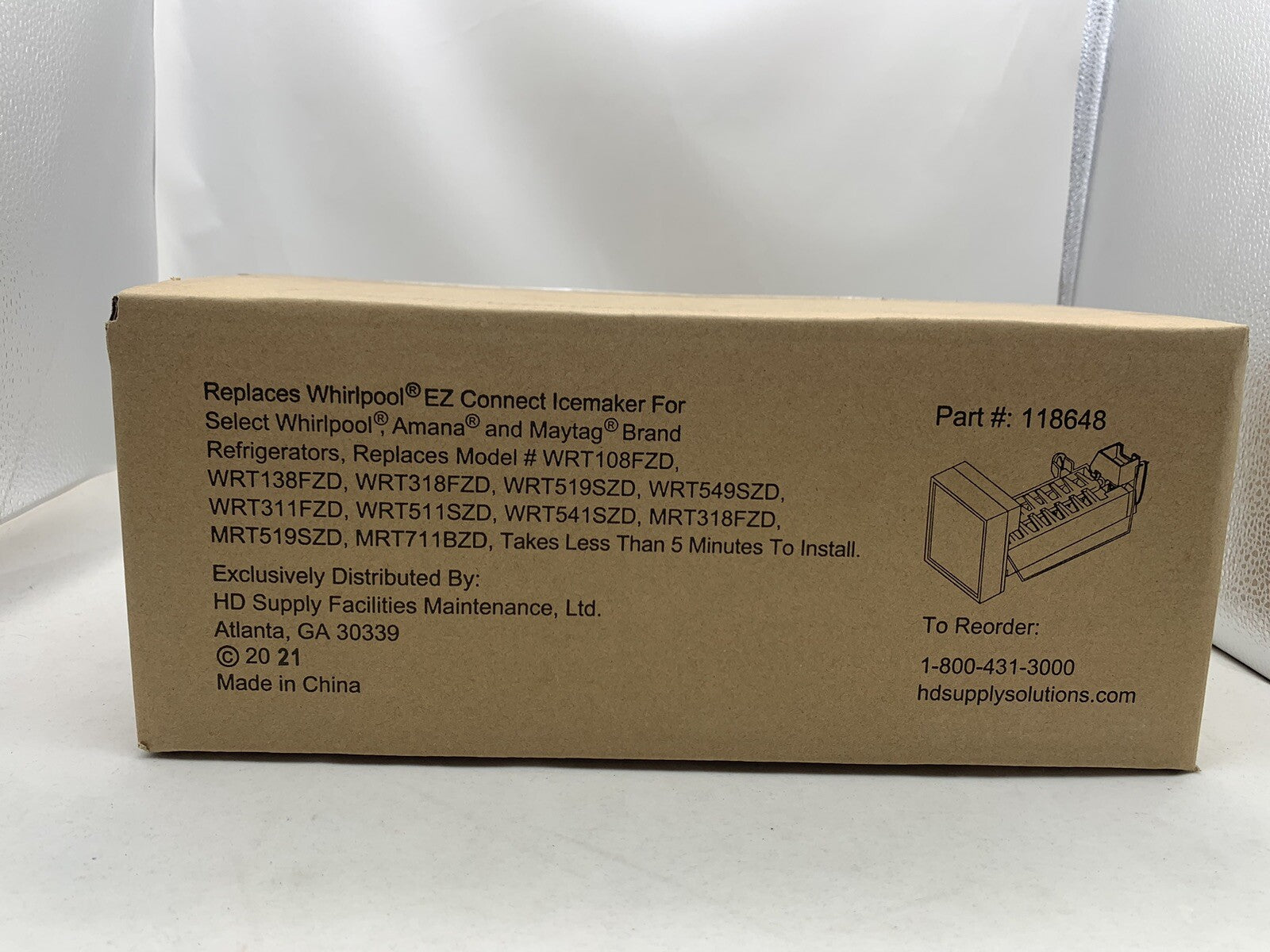 Replacement Ice Maker Kit Replaces Whirlpool EZ Connect Ice Maker Part#: 118648