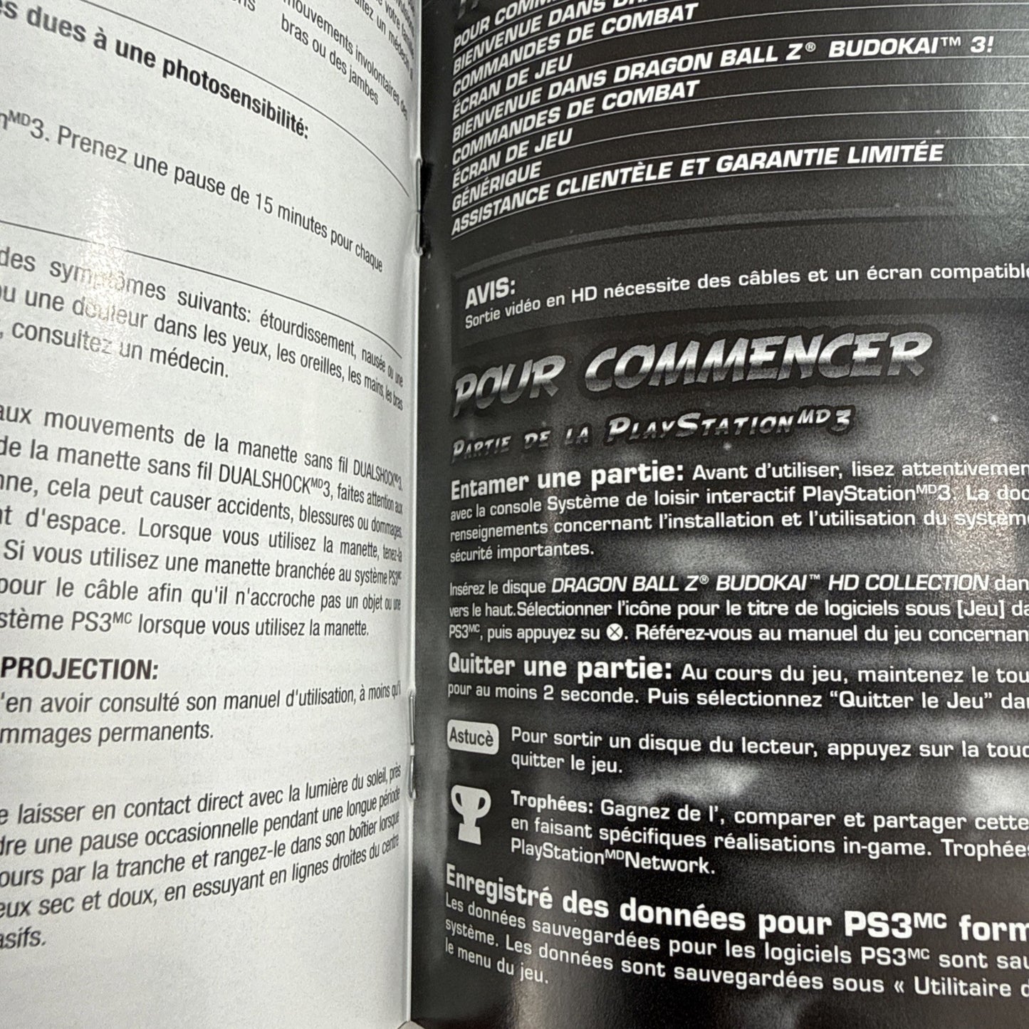 Dragon Ball Z: Budokai HD Collection (Sony PlayStation 3, 2012) Game Case Manual
