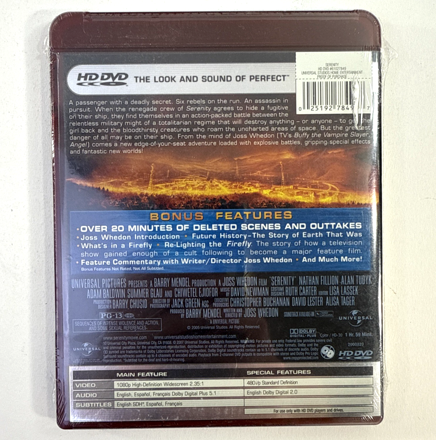 Serenity (HD DVD, 2006) New, Factory Sealed