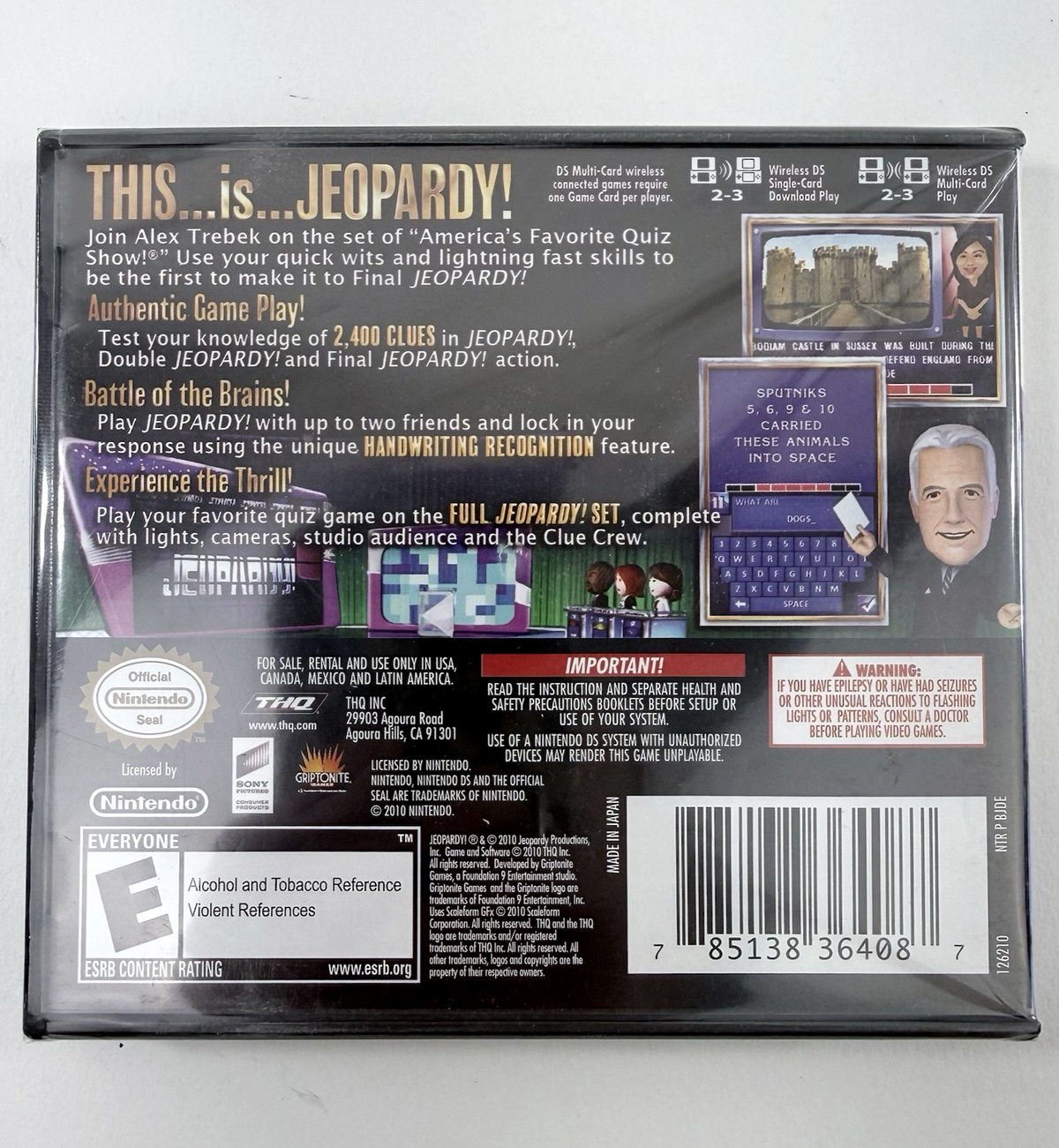 Jeopardy (Nintendo DS, 2010) New, Factory Sealed Alex Trebek Quiz Game